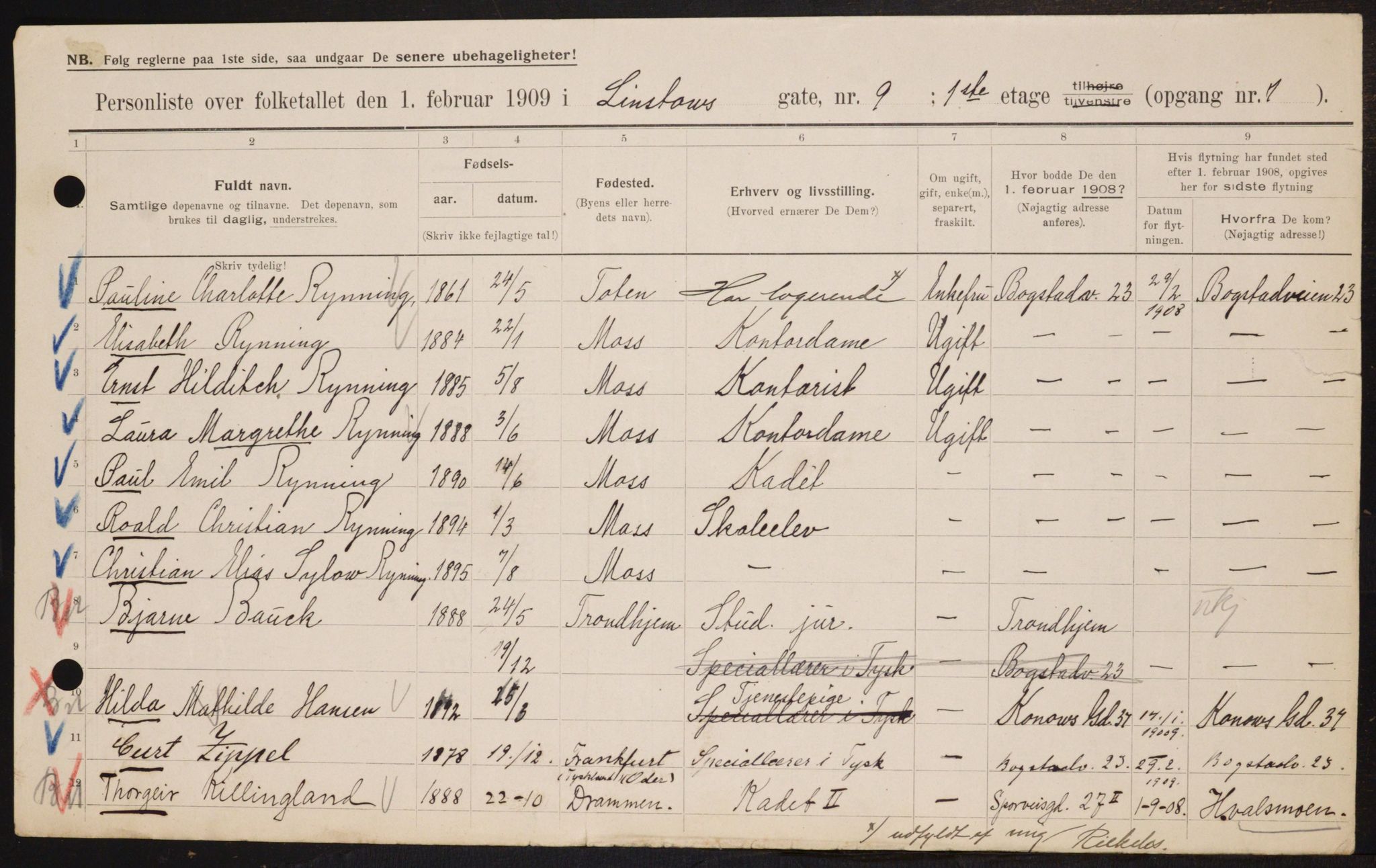 OBA, Municipal Census 1909 for Kristiania, 1909, p. 52684