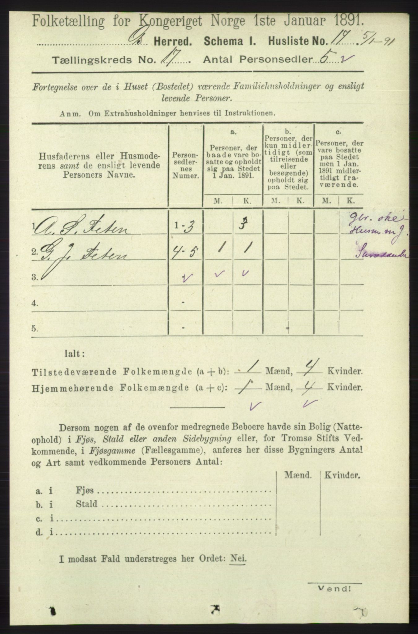 RA, 1891 census for 1243 Os, 1891, p. 3713