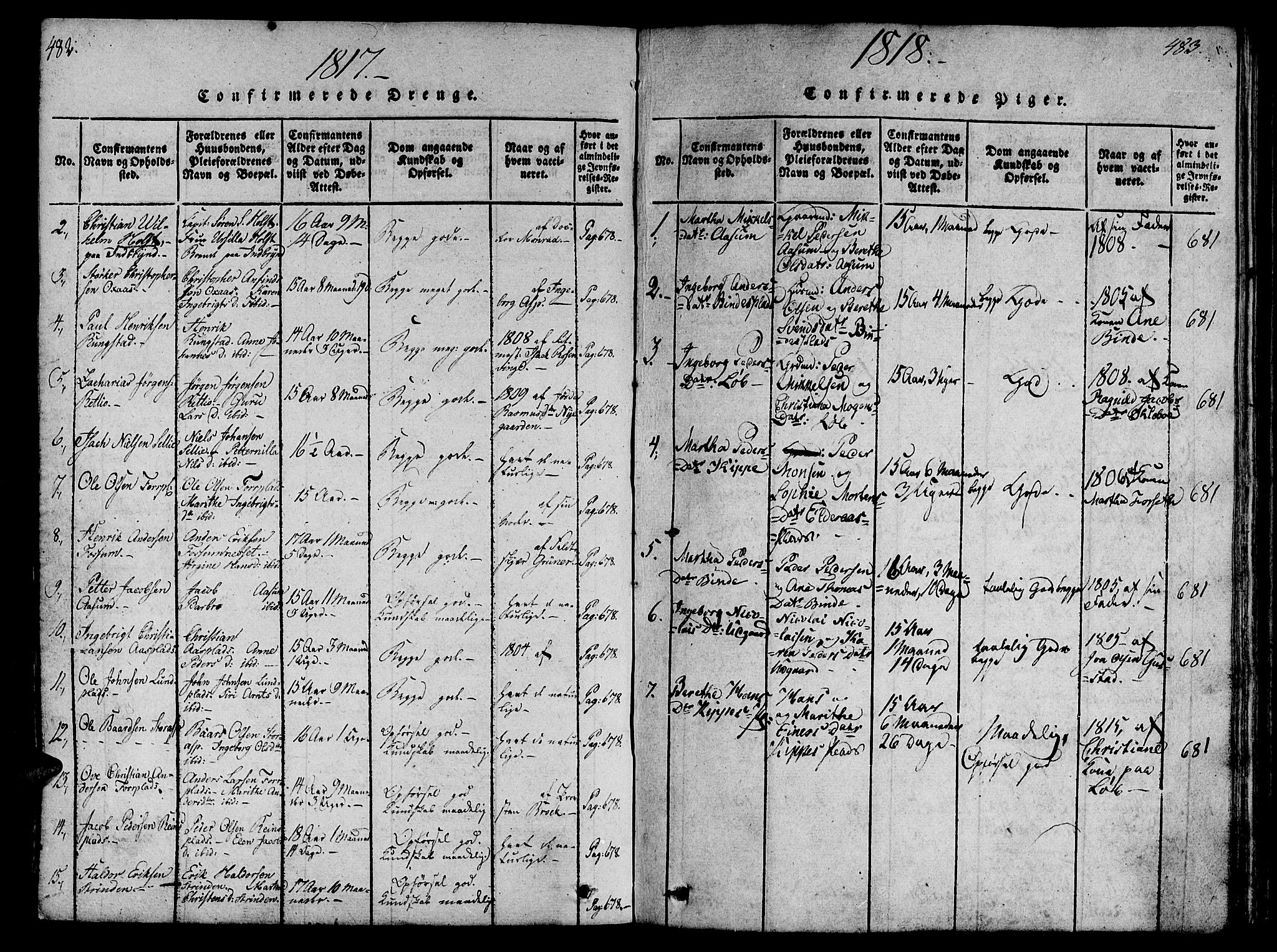 Ministerialprotokoller, klokkerbøker og fødselsregistre - Nord-Trøndelag, SAT/A-1458/746/L0441: Parish register (official) no. 746A03 /1, 1816-1827, p. 482-483