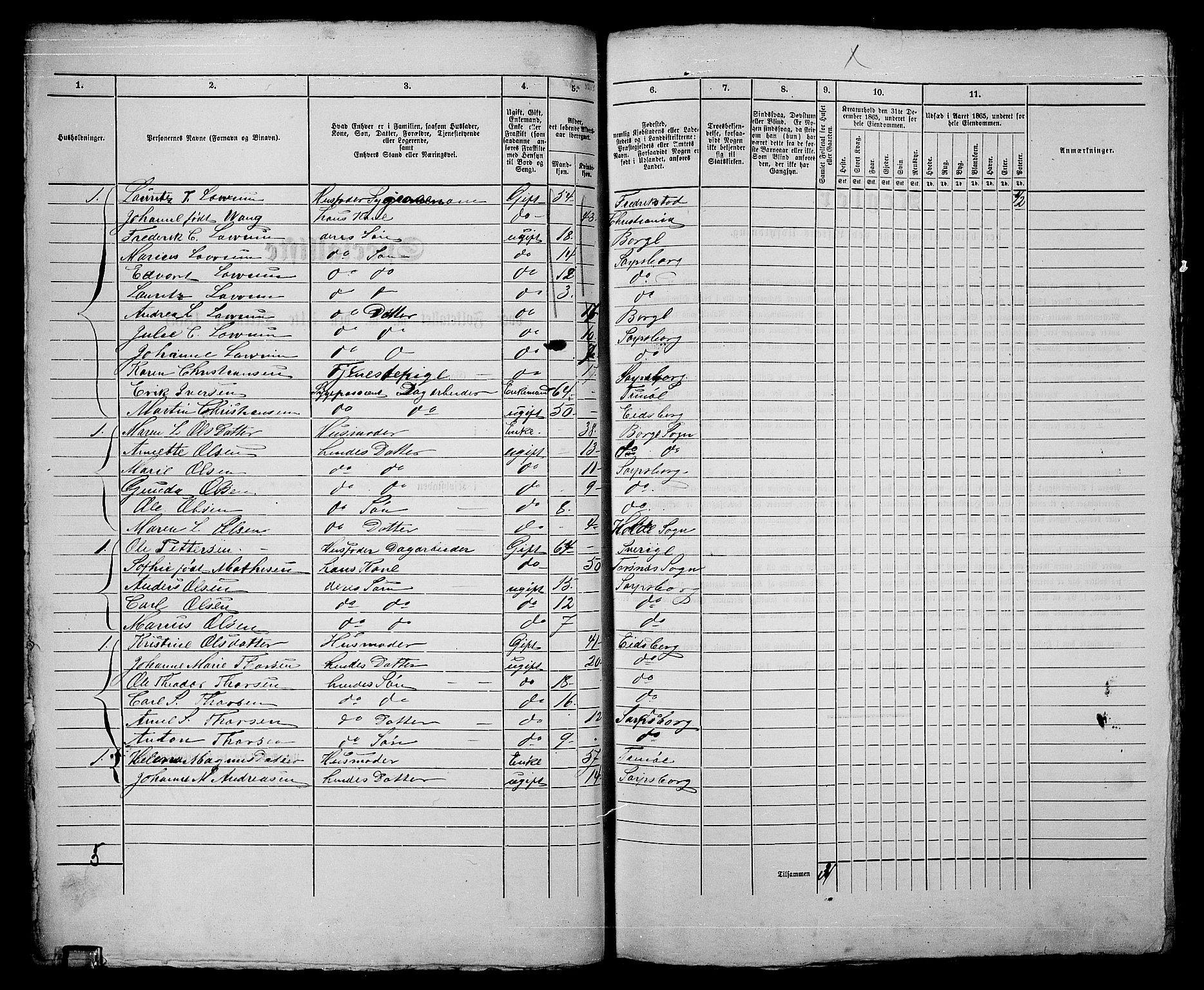 RA, 1865 census for Sarpsborg, 1865, p. 84