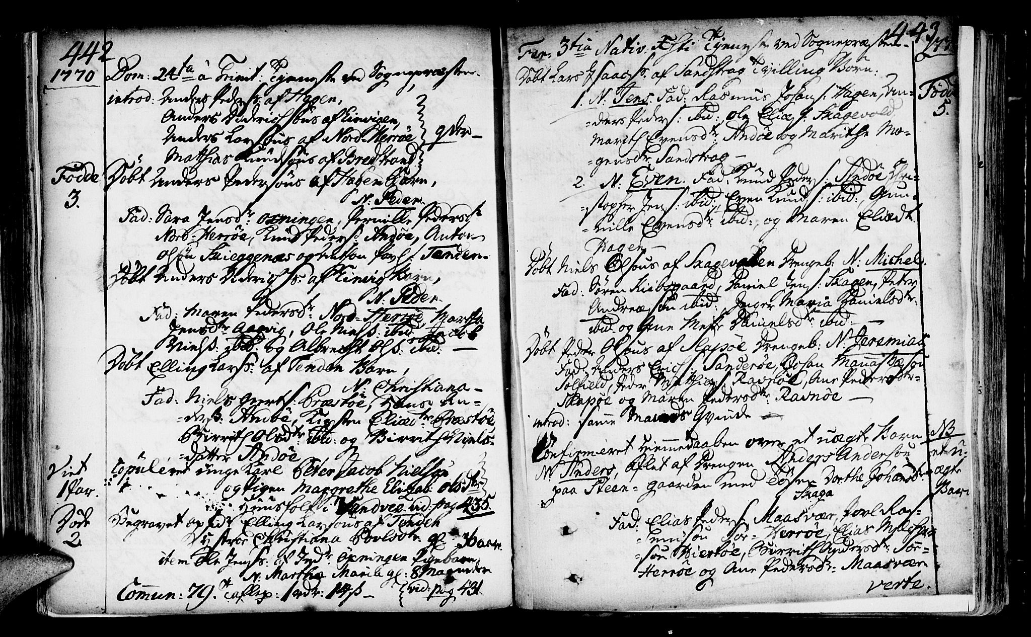 Ministerialprotokoller, klokkerbøker og fødselsregistre - Nordland, SAT/A-1459/817/L0260: Parish register (official) no. 817A02 /2, 1768-1776, p. 442-443