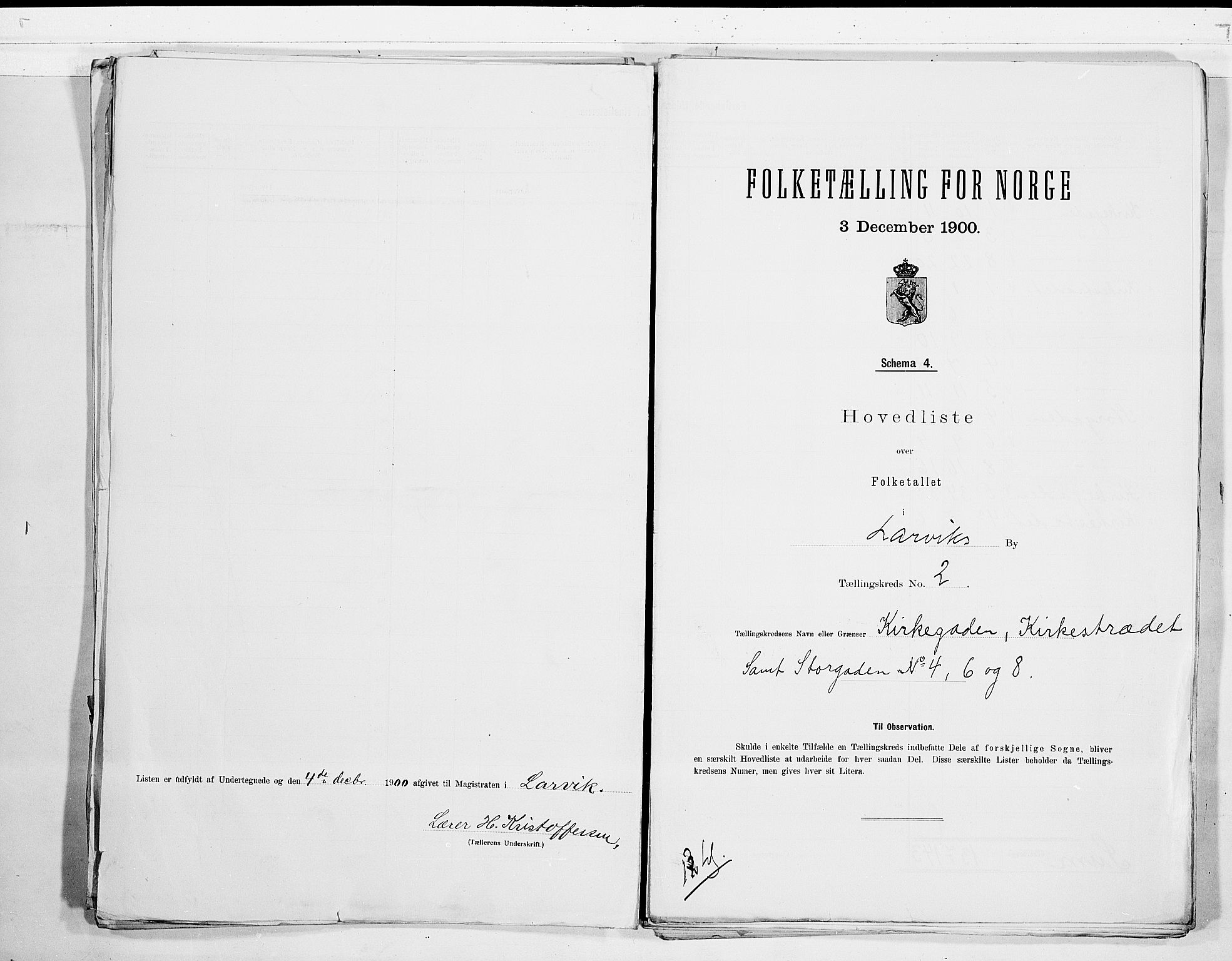 RA, 1900 census for Larvik, 1900, p. 6