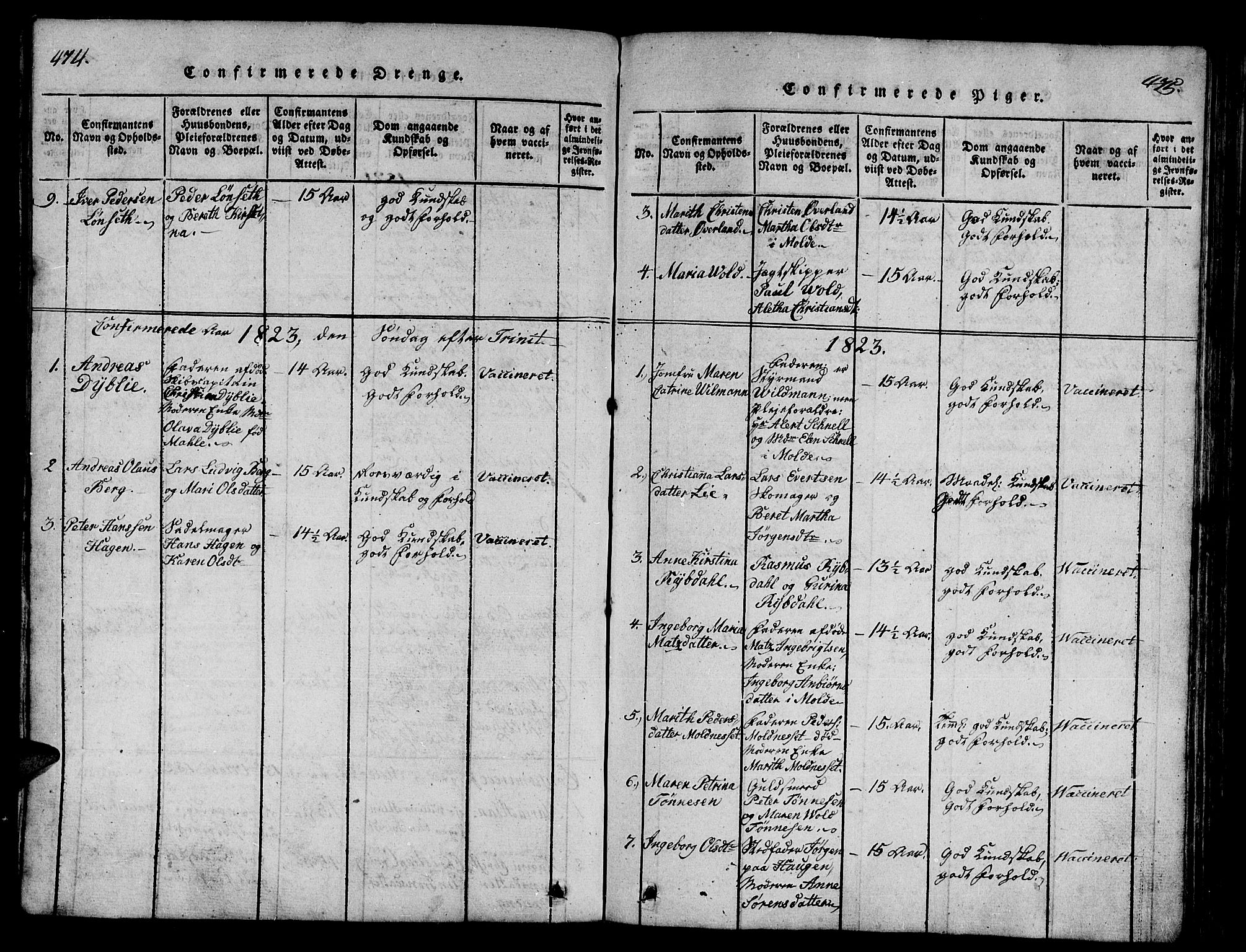 Ministerialprotokoller, klokkerbøker og fødselsregistre - Møre og Romsdal, SAT/A-1454/558/L0700: Parish register (copy) no. 558C01, 1818-1868, p. 474-475