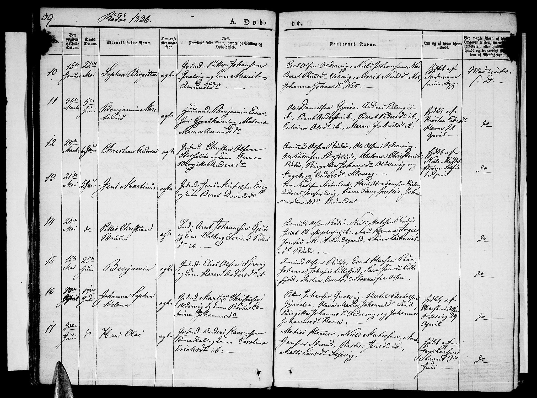 Ministerialprotokoller, klokkerbøker og fødselsregistre - Nordland, AV/SAT-A-1459/841/L0598: Parish register (official) no. 841A06 /1, 1825-1844, p. 39