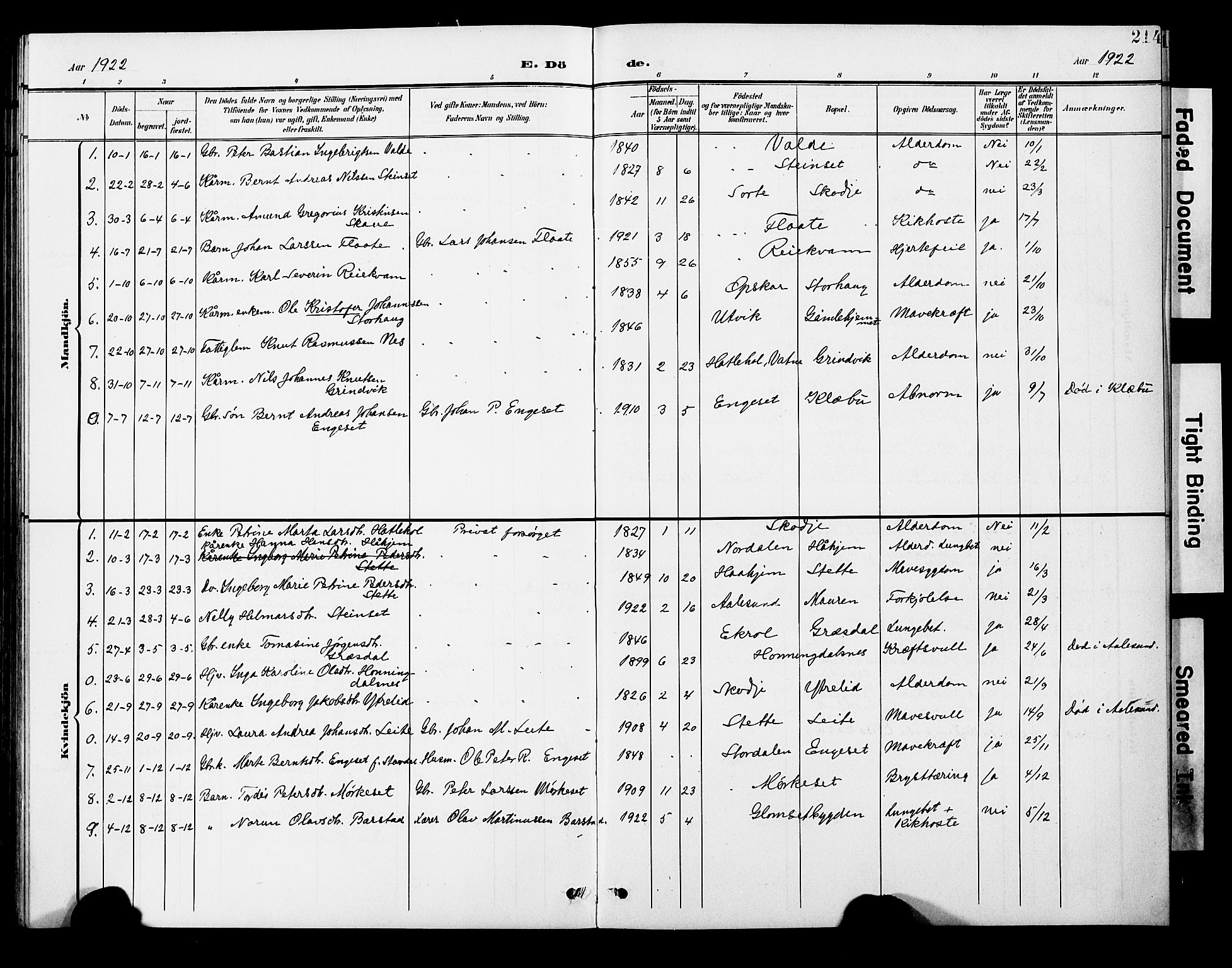 Ministerialprotokoller, klokkerbøker og fødselsregistre - Møre og Romsdal, AV/SAT-A-1454/524/L0366: Parish register (copy) no. 524C07, 1900-1931, p. 214