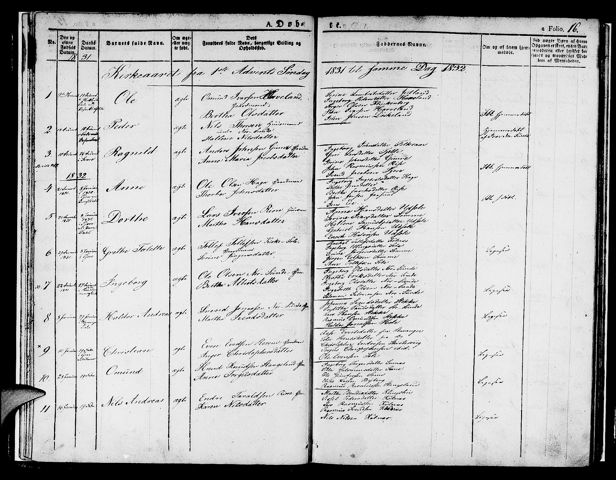Håland sokneprestkontor, SAST/A-101802/001/30BA/L0005: Parish register (official) no. A 5, 1829-1841, p. 16
