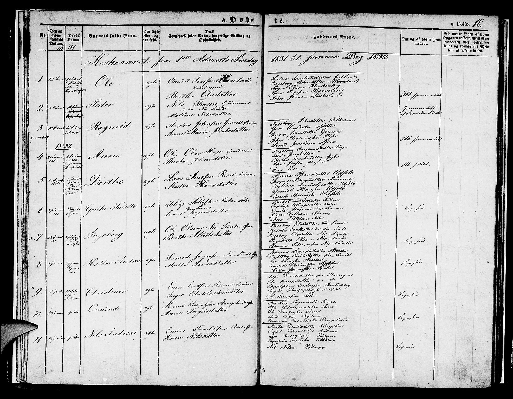 Håland sokneprestkontor, AV/SAST-A-101802/001/30BA/L0005: Parish register (official) no. A 5, 1829-1841, p. 16