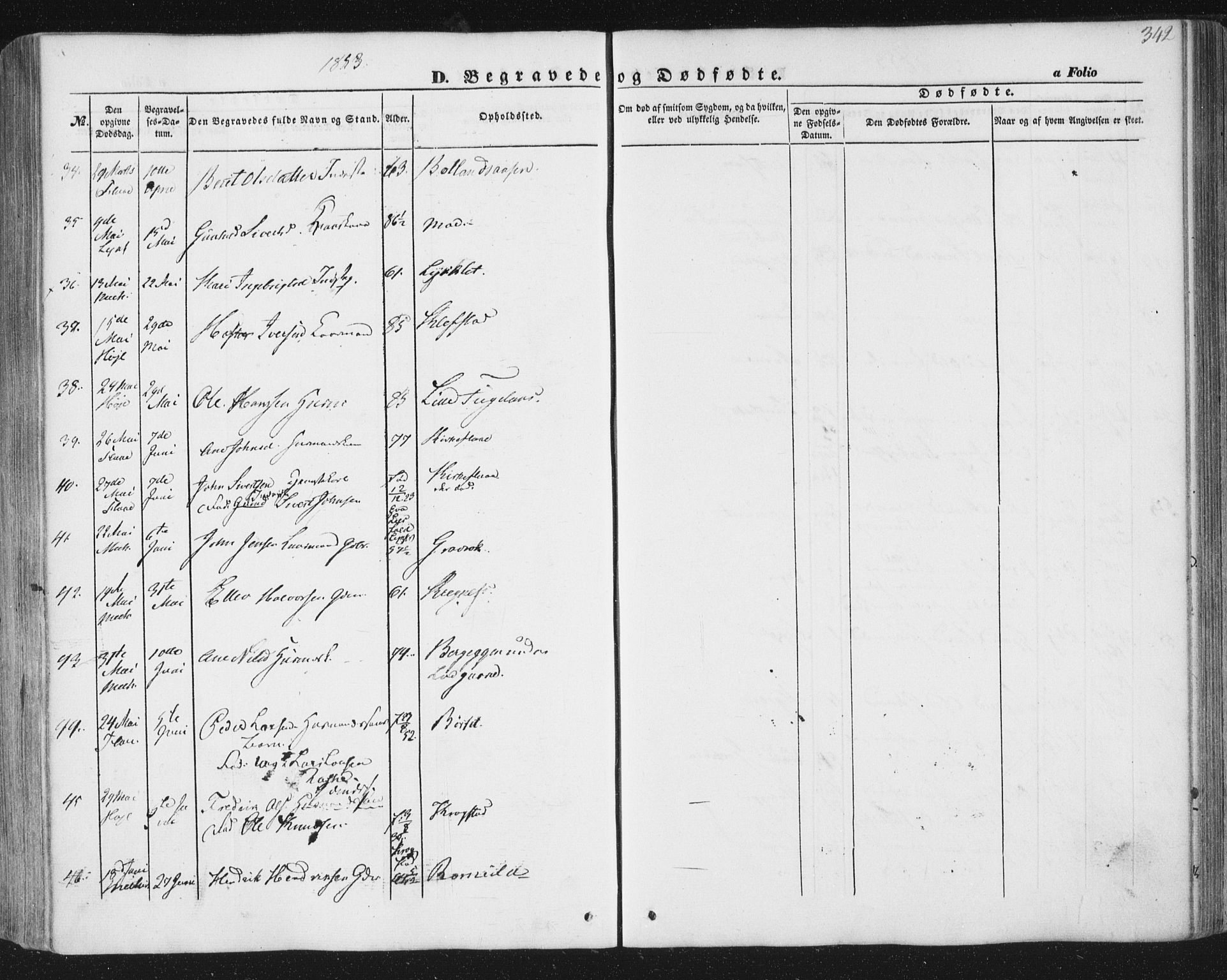 Ministerialprotokoller, klokkerbøker og fødselsregistre - Sør-Trøndelag, SAT/A-1456/691/L1076: Parish register (official) no. 691A08, 1852-1861, p. 342