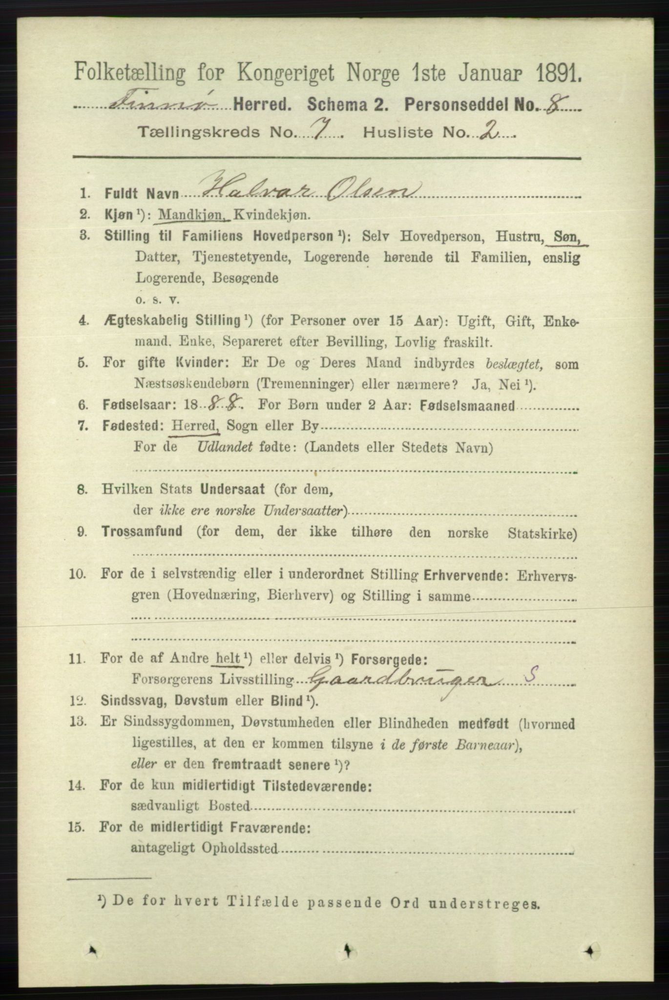 RA, 1891 census for 1141 Finnøy, 1891, p. 1522