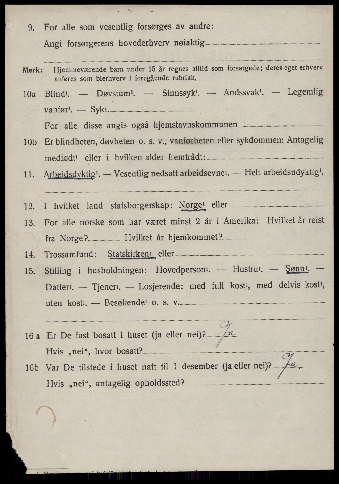 SAT, 1920 census for Volda, 1920, p. 5481