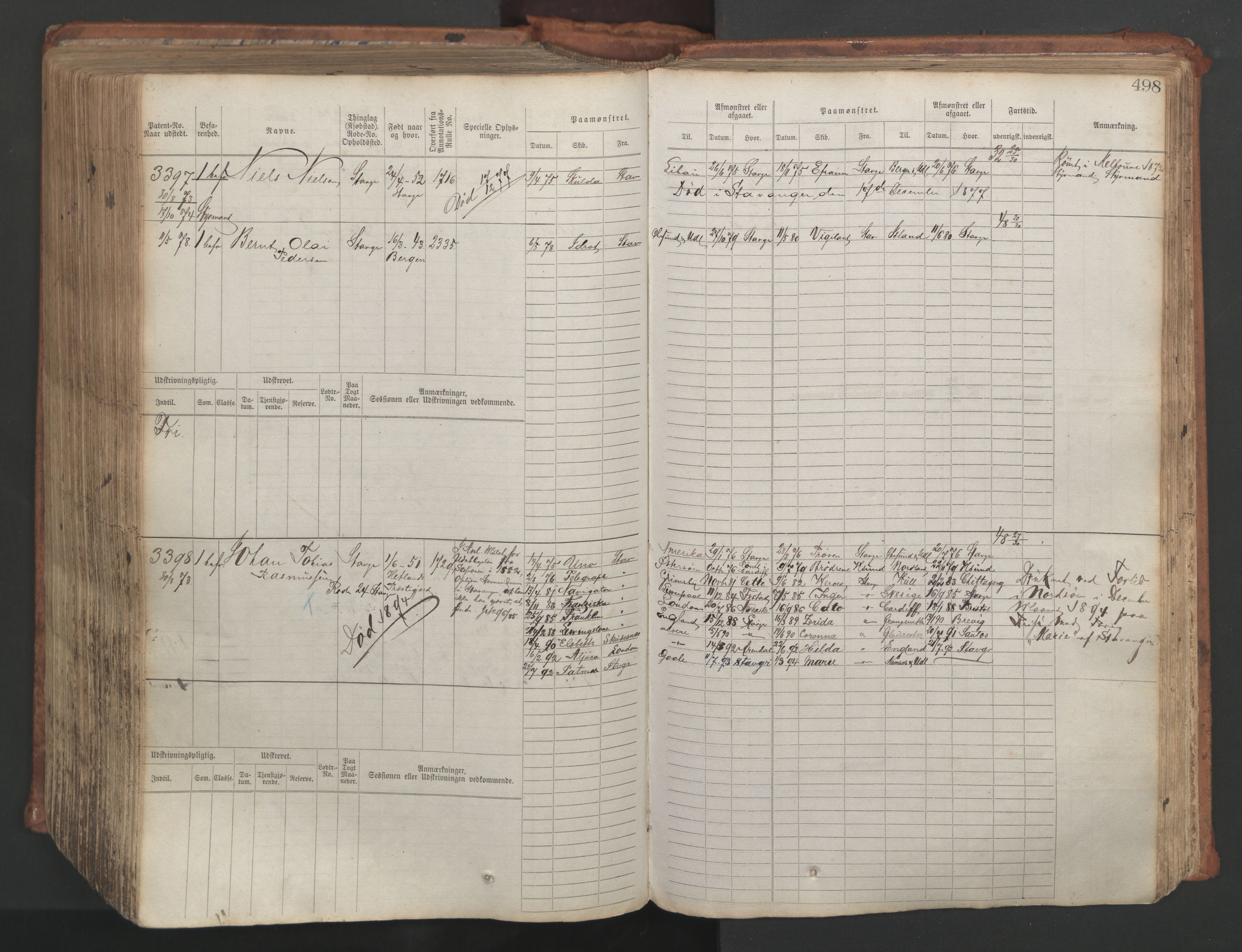 Stavanger sjømannskontor, AV/SAST-A-102006/F/Fb/Fbb/L0007: Sjøfartshovedrulle, patentnr. 2403-3604, 1869-1880, p. 550