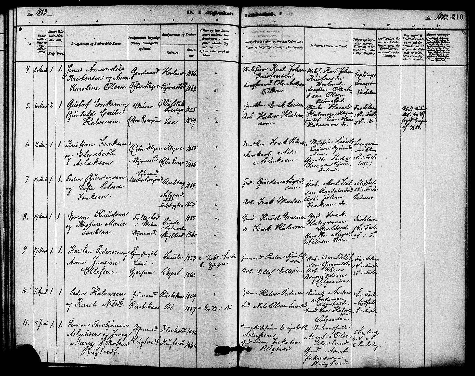 Solum kirkebøker, SAKO/A-306/F/Fa/L0009: Parish register (official) no. I 9, 1877-1887, p. 210