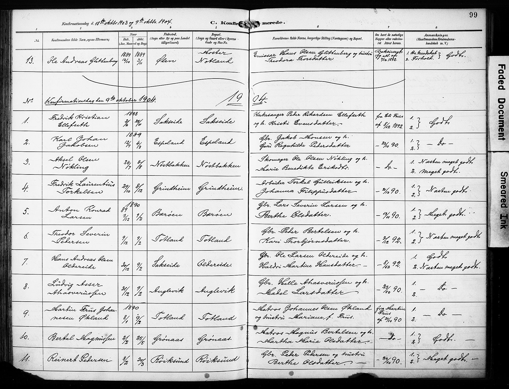 Finnås sokneprestembete, SAB/A-99925/H/Ha/Haa/Haab/L0002: Parish register (official) no. B 2, 1895-1906, p. 99