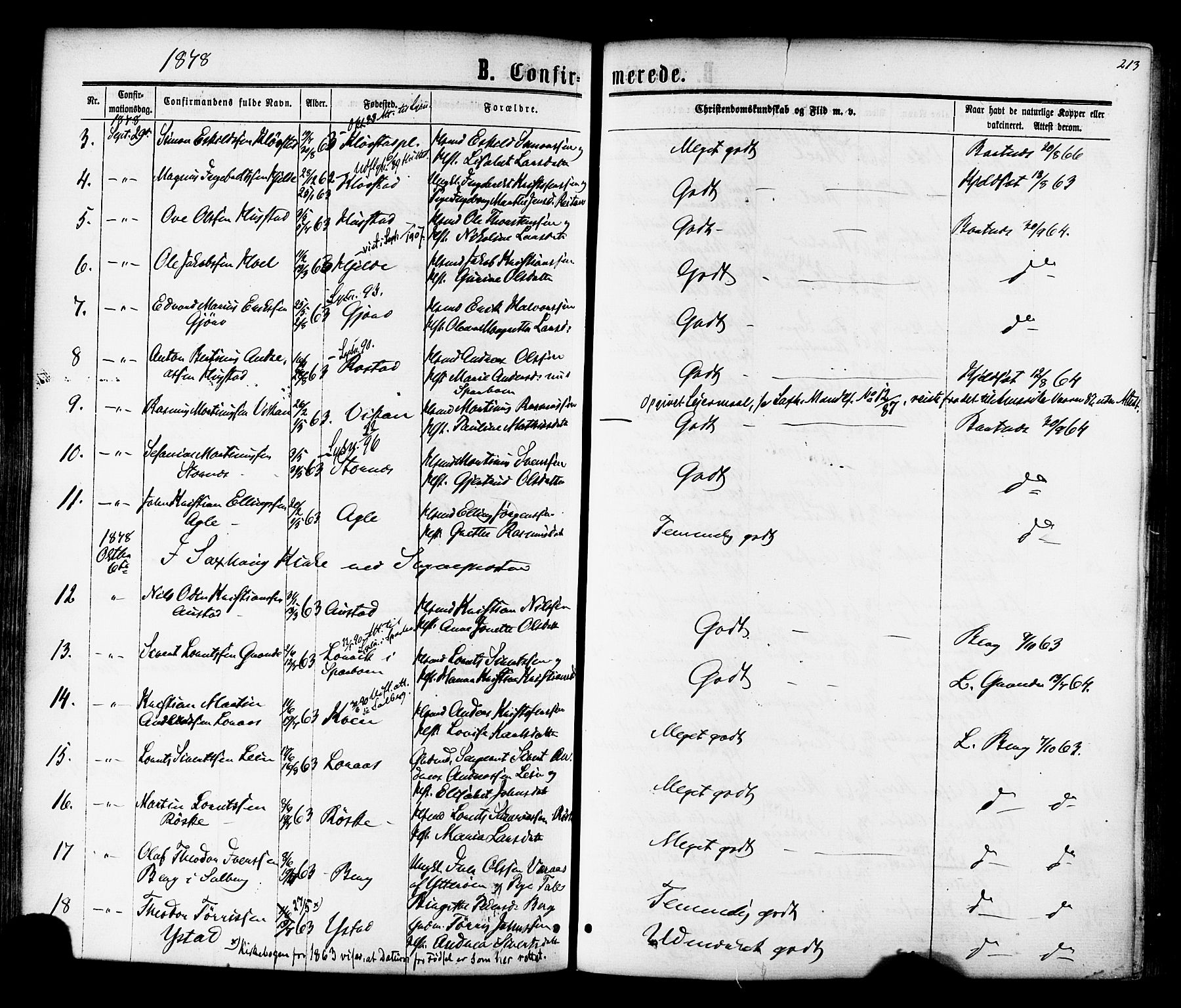 Ministerialprotokoller, klokkerbøker og fødselsregistre - Nord-Trøndelag, SAT/A-1458/730/L0284: Parish register (official) no. 730A09, 1866-1878, p. 213