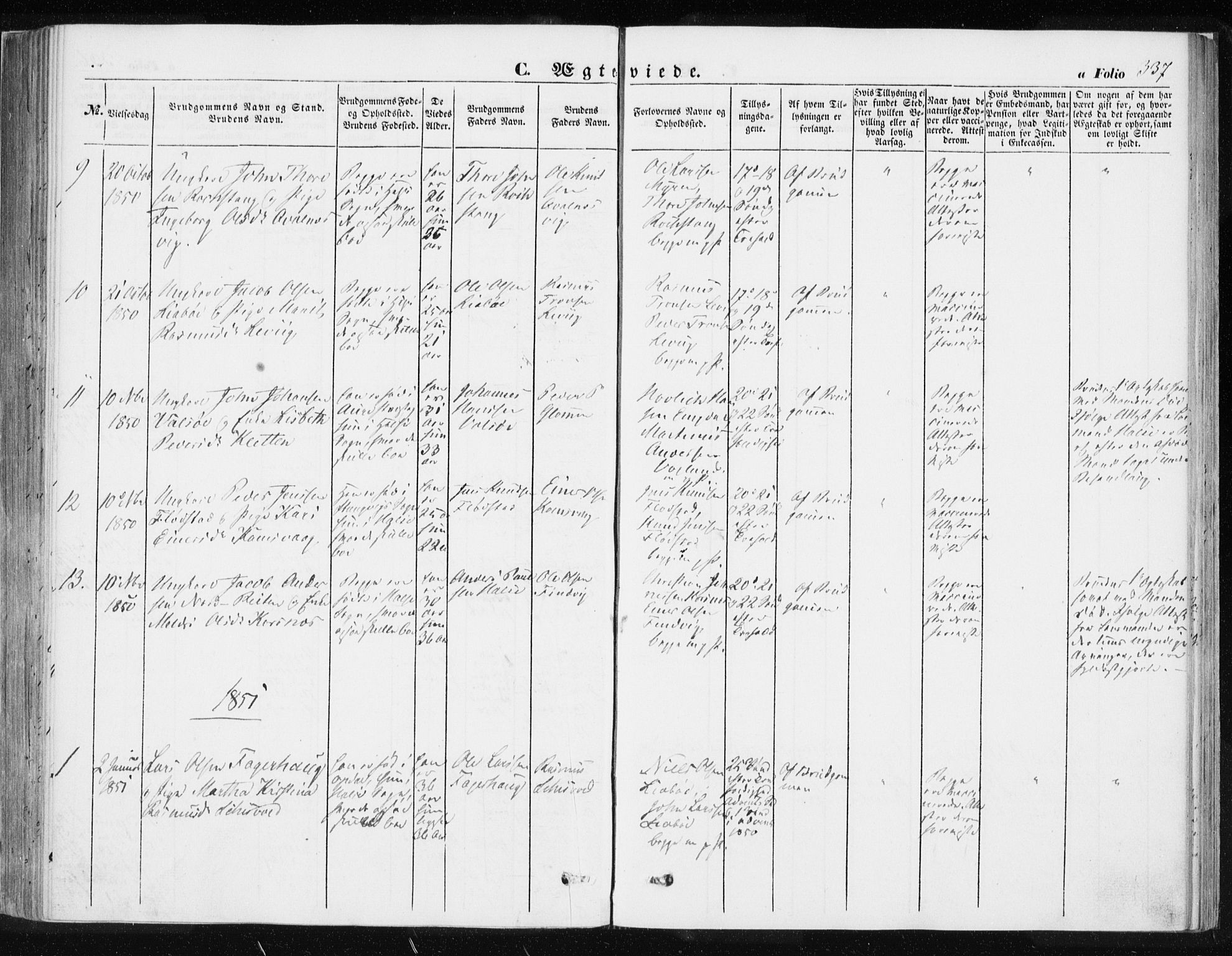 Ministerialprotokoller, klokkerbøker og fødselsregistre - Møre og Romsdal, AV/SAT-A-1454/576/L0883: Parish register (official) no. 576A01, 1849-1865, p. 337