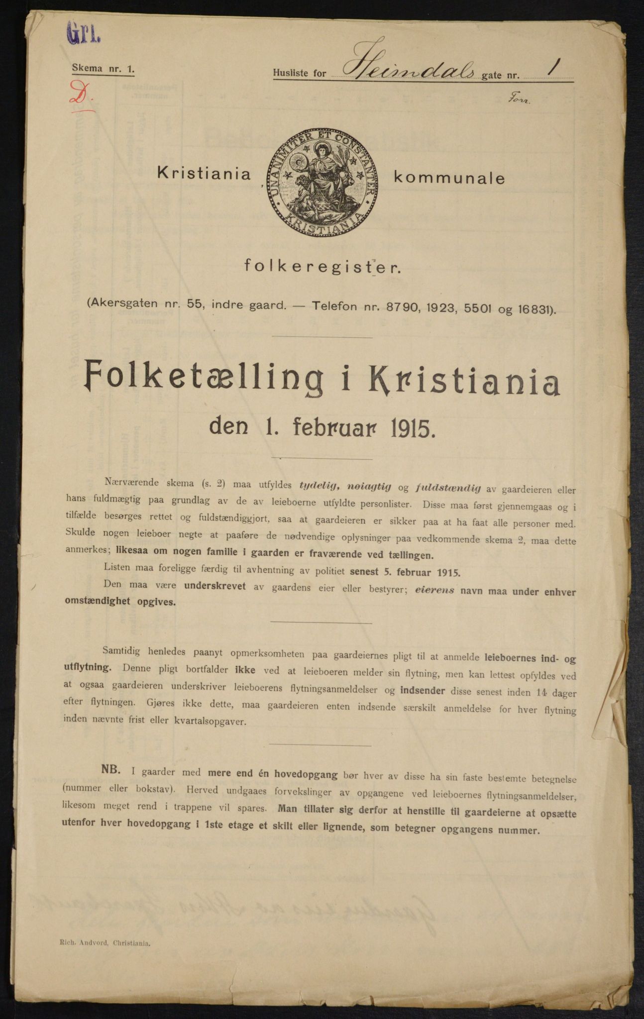 OBA, Municipal Census 1915 for Kristiania, 1915, p. 36190