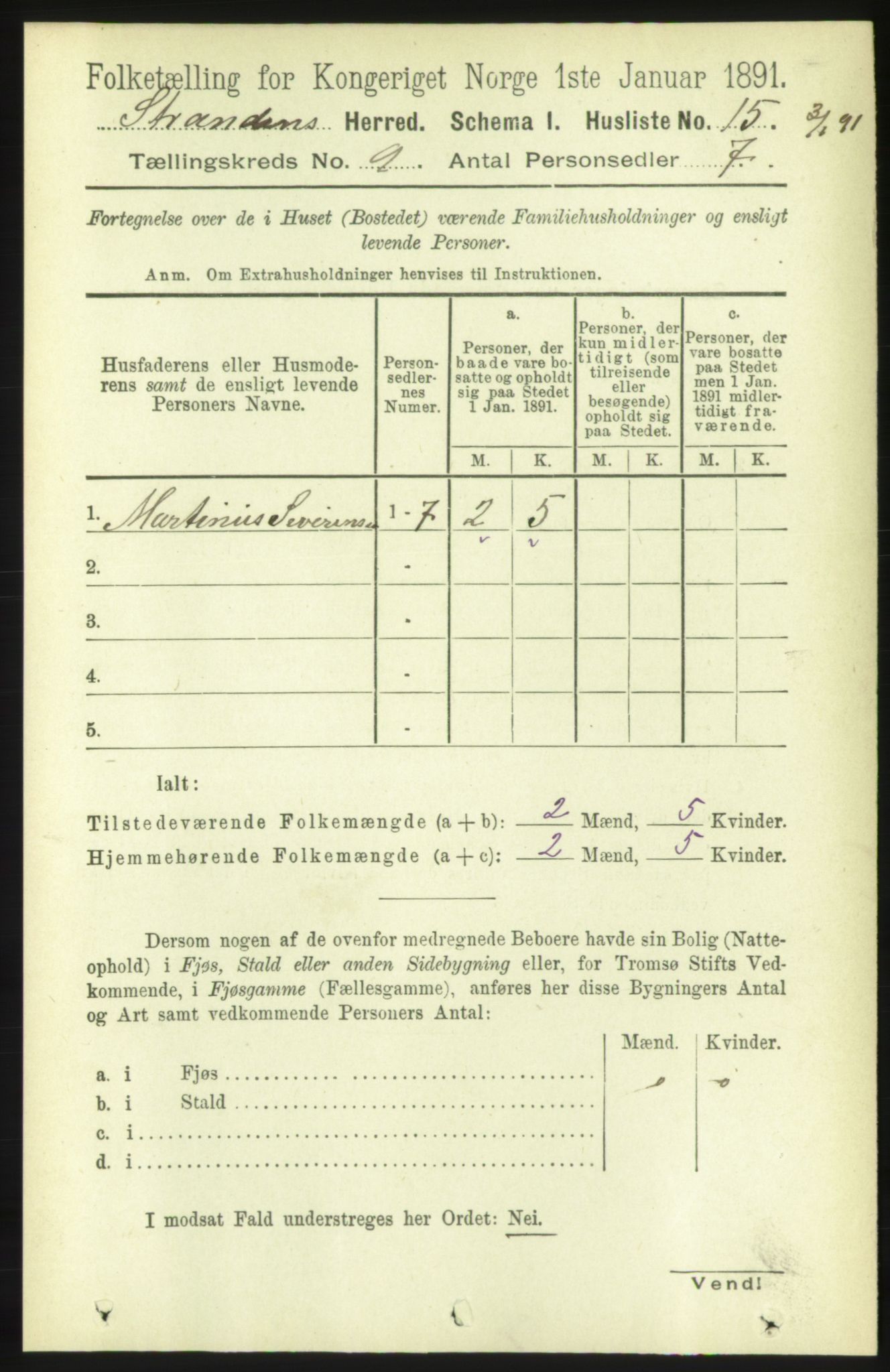 RA, 1891 census for 1525 Stranda, 1891, p. 2182