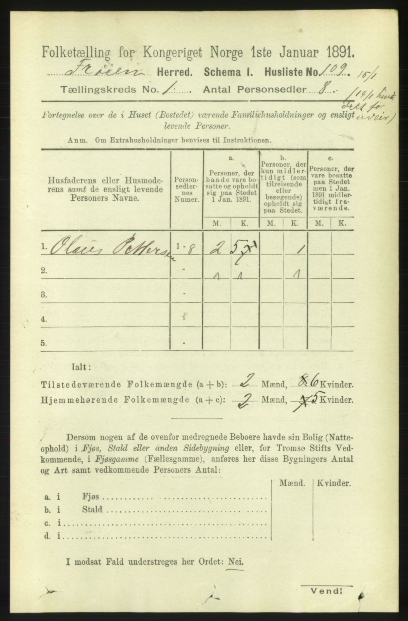 RA, 1891 census for 1619 Frøya, 1891, p. 136