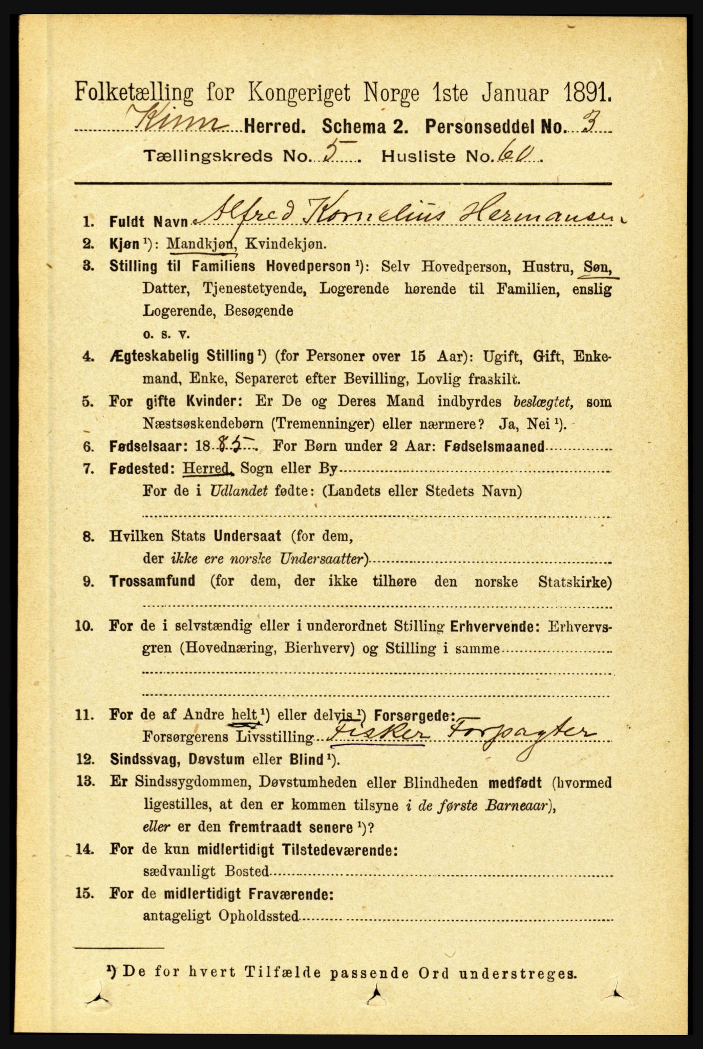 RA, 1891 census for 1437 Kinn, 1891, p. 2146