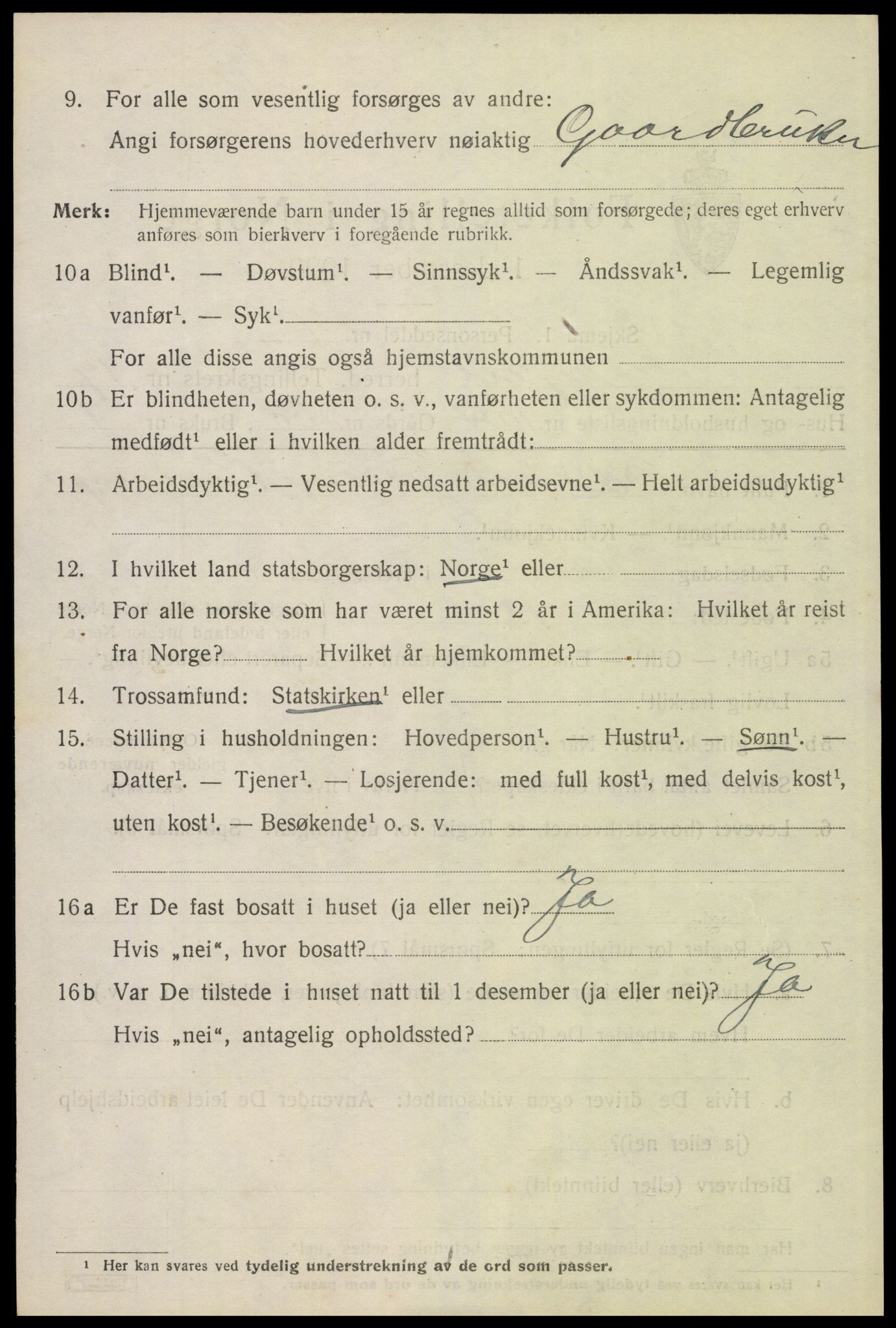 SAH, 1920 census for Trysil, 1920, p. 11396