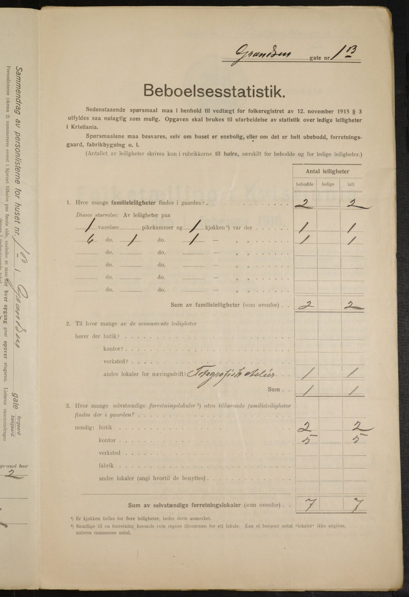 OBA, Municipal Census 1916 for Kristiania, 1916, p. 30274