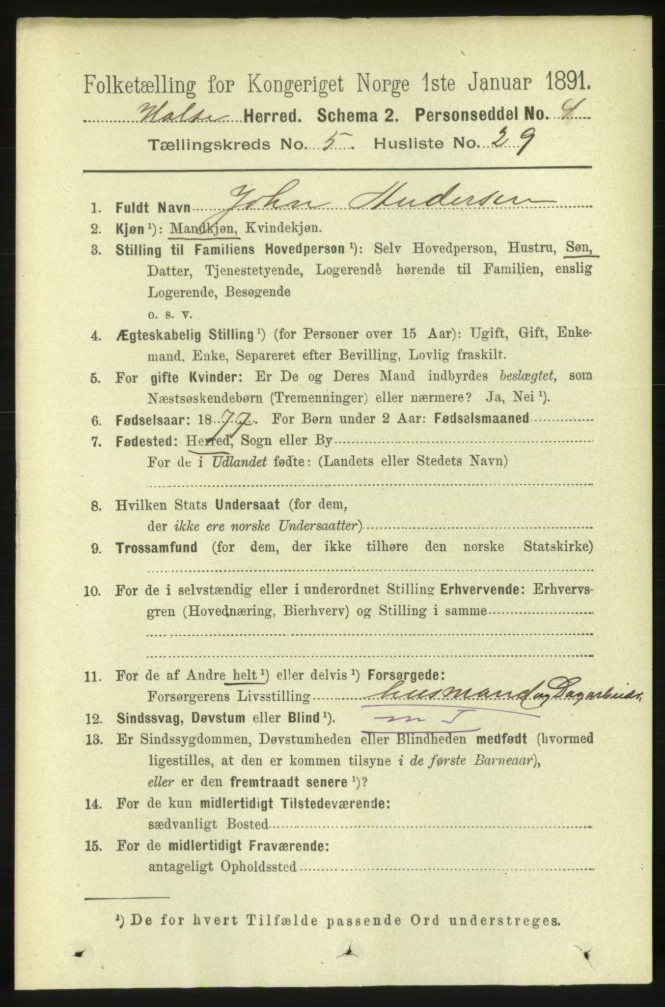 RA, 1891 census for 1571 Halsa, 1891, p. 1346