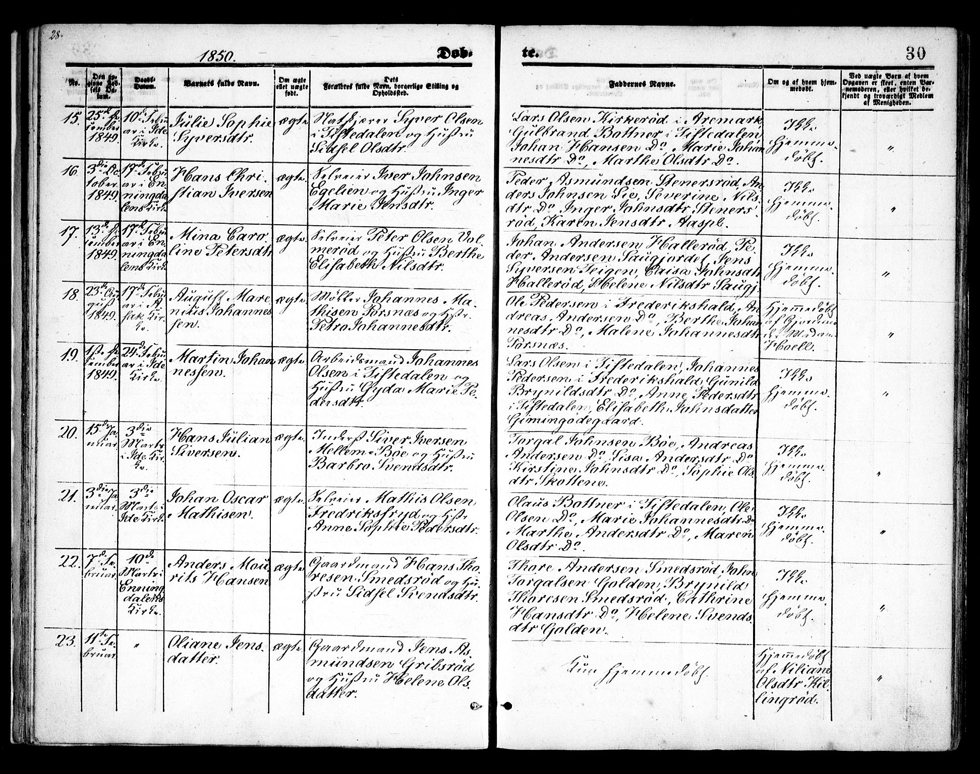 Idd prestekontor Kirkebøker, SAO/A-10911/F/Fc/L0004a: Parish register (official) no. III 4A, 1848-1860, p. 30