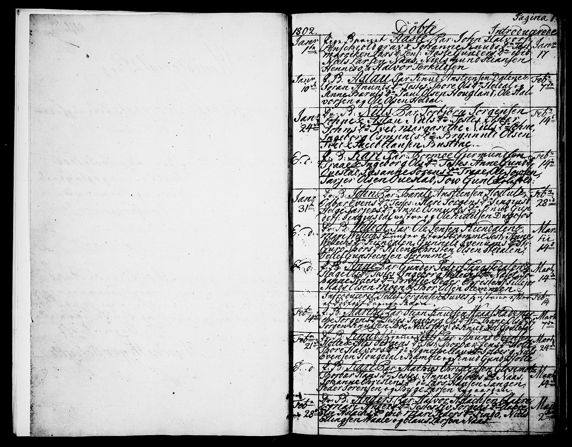 Drangedal kirkebøker, SAKO/A-258/F/Fa/L0004: Parish register (official) no. 4, 1802-1814, p. 0-1