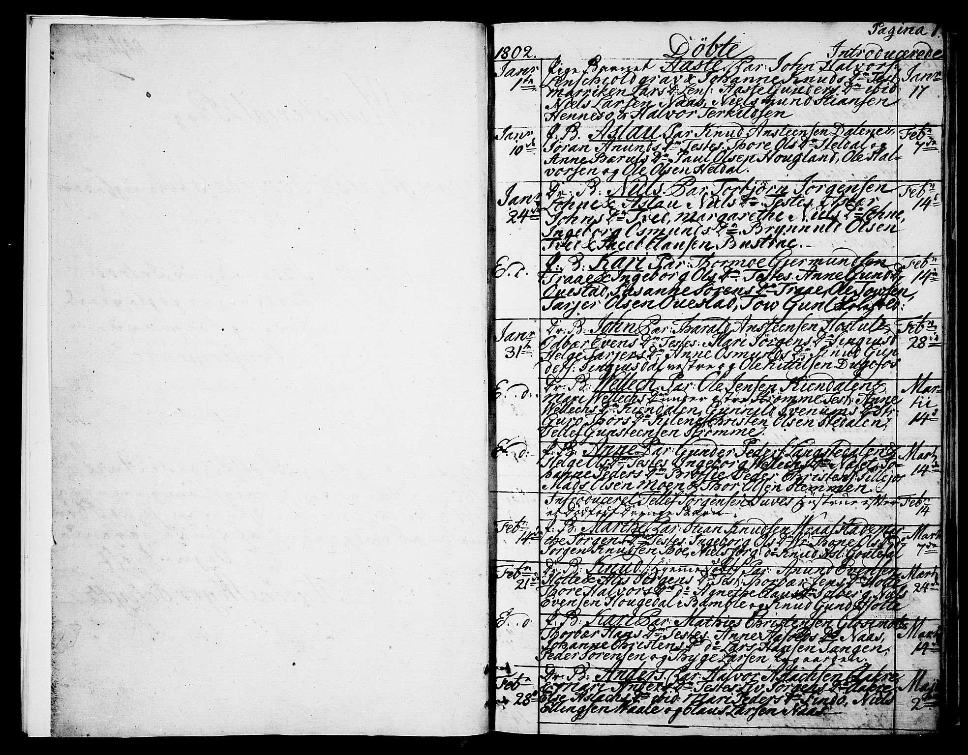 Drangedal kirkebøker, AV/SAKO-A-258/F/Fa/L0004: Parish register (official) no. 4, 1802-1814, p. 0-1