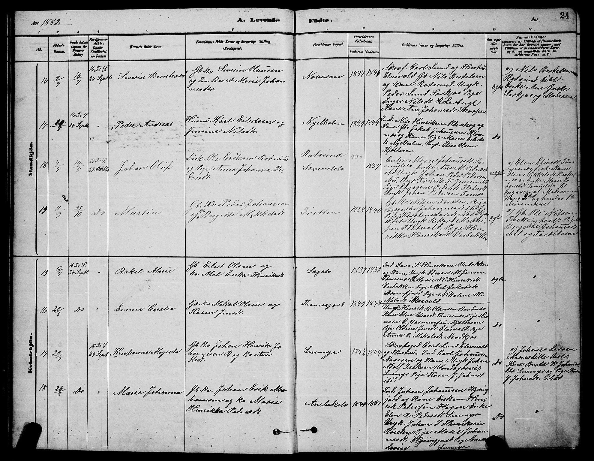 Skjervøy sokneprestkontor, AV/SATØ-S-1300/H/Ha/Hab/L0020klokker: Parish register (copy) no. 20, 1878-1892, p. 24