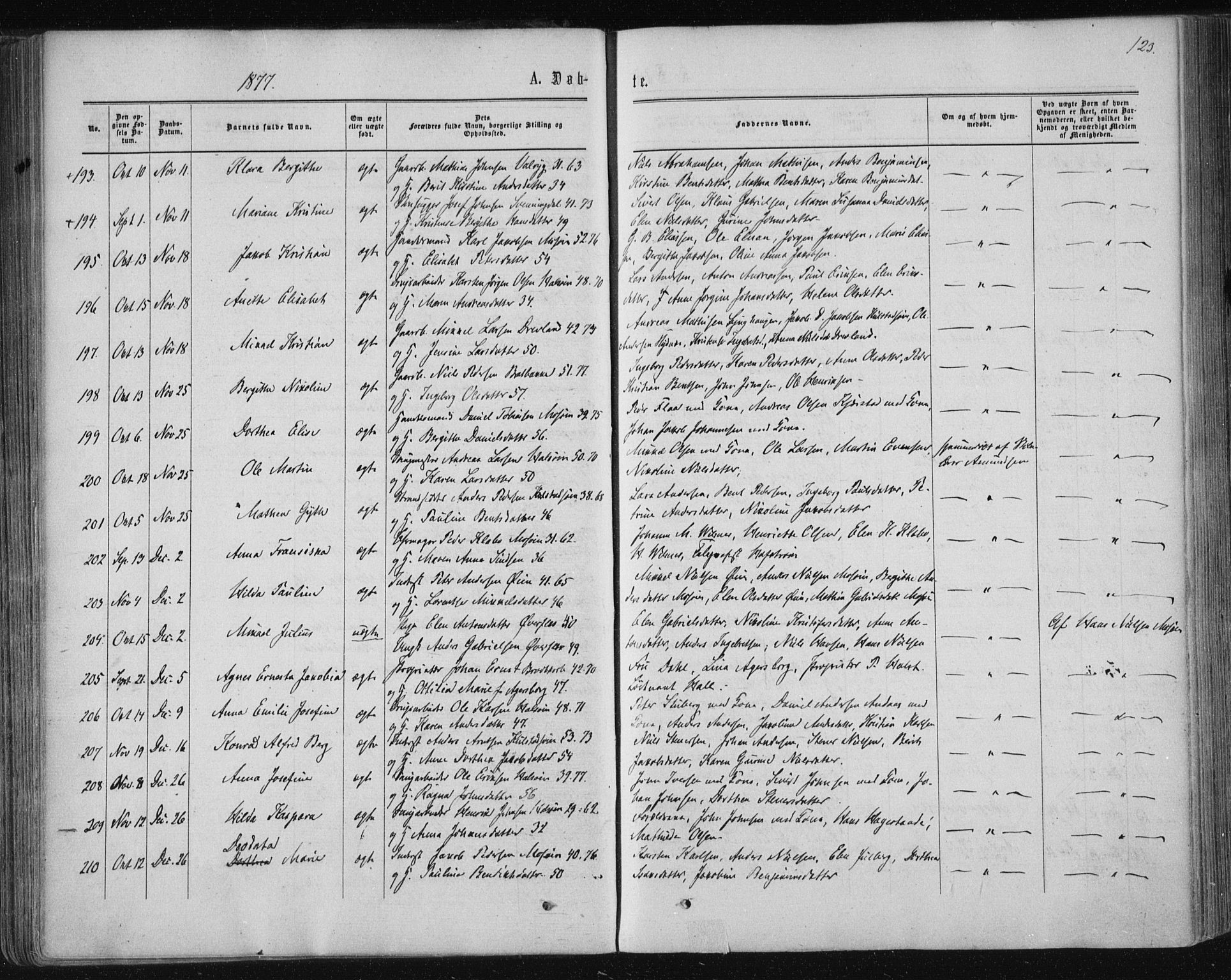 Ministerialprotokoller, klokkerbøker og fødselsregistre - Nordland, SAT/A-1459/820/L0294: Parish register (official) no. 820A15, 1866-1879, p. 123