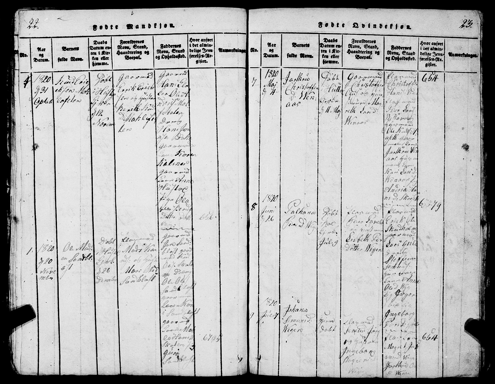 Ministerialprotokoller, klokkerbøker og fødselsregistre - Møre og Romsdal, SAT/A-1454/567/L0781: Parish register (copy) no. 567C01, 1818-1845, p. 22-23