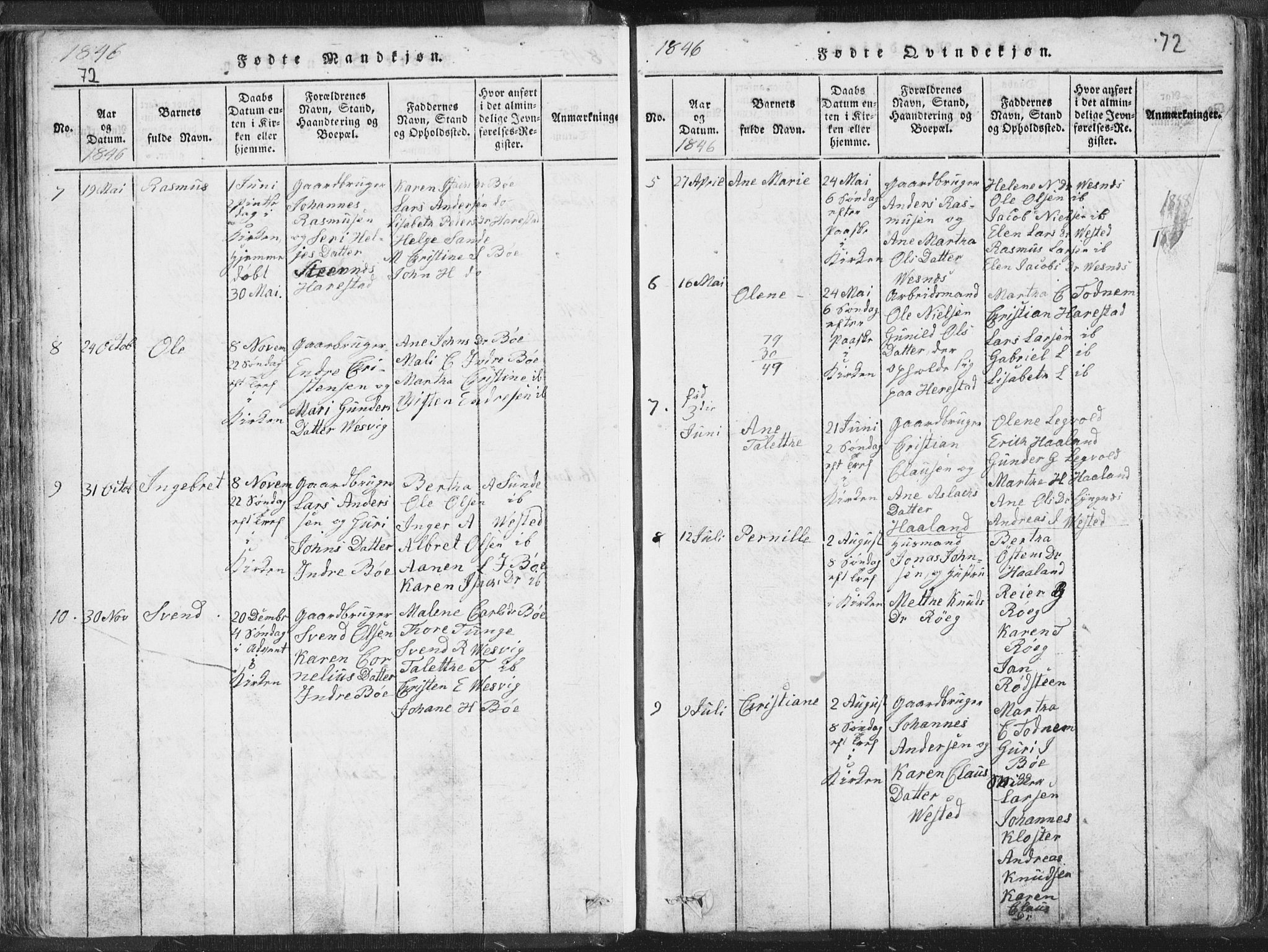 Hetland sokneprestkontor, AV/SAST-A-101826/30/30BA/L0001: Parish register (official) no. A 1, 1816-1856, p. 72