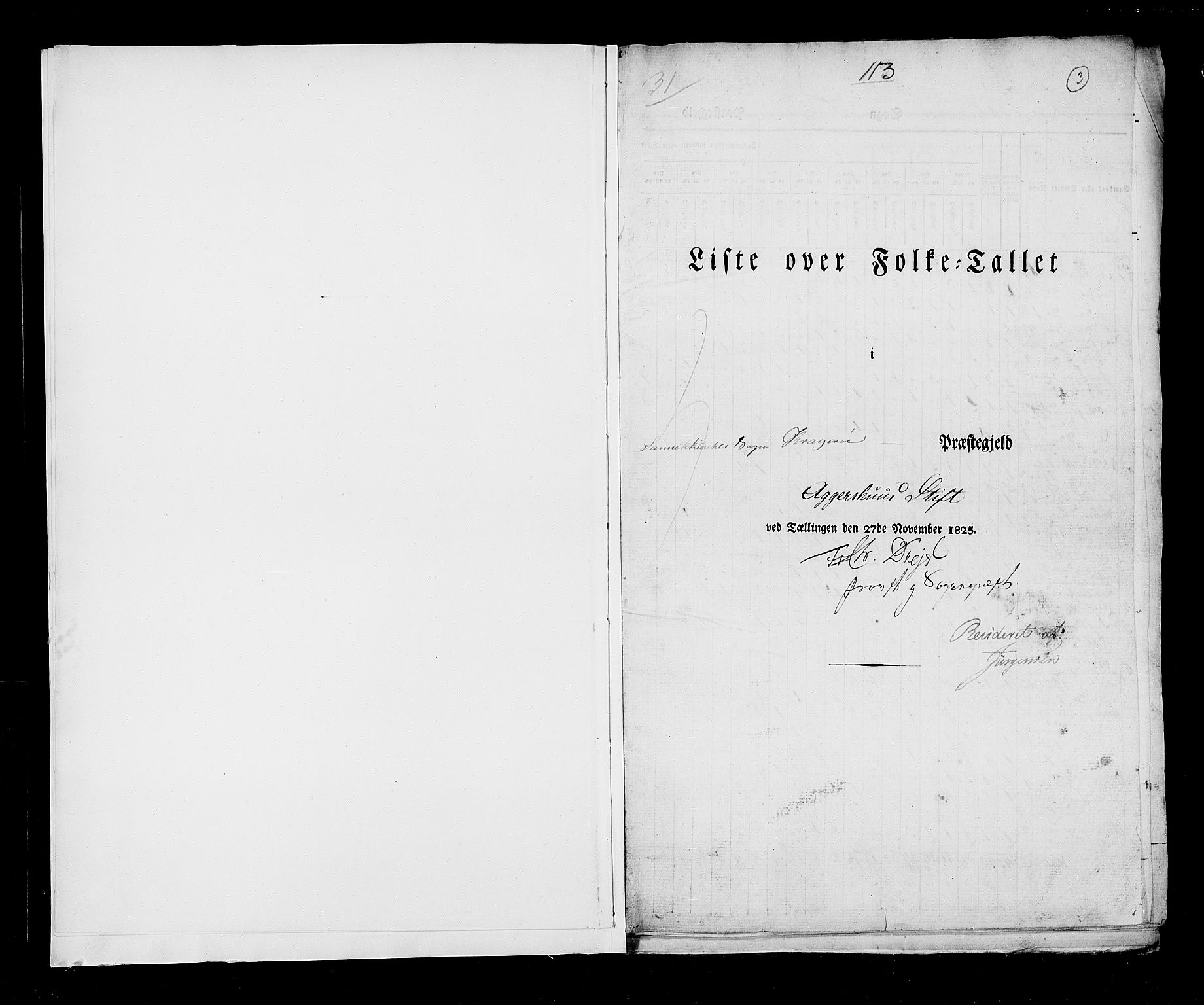 RA, Census 1825, vol. 9: Bratsberg amt, 1825, p. 3