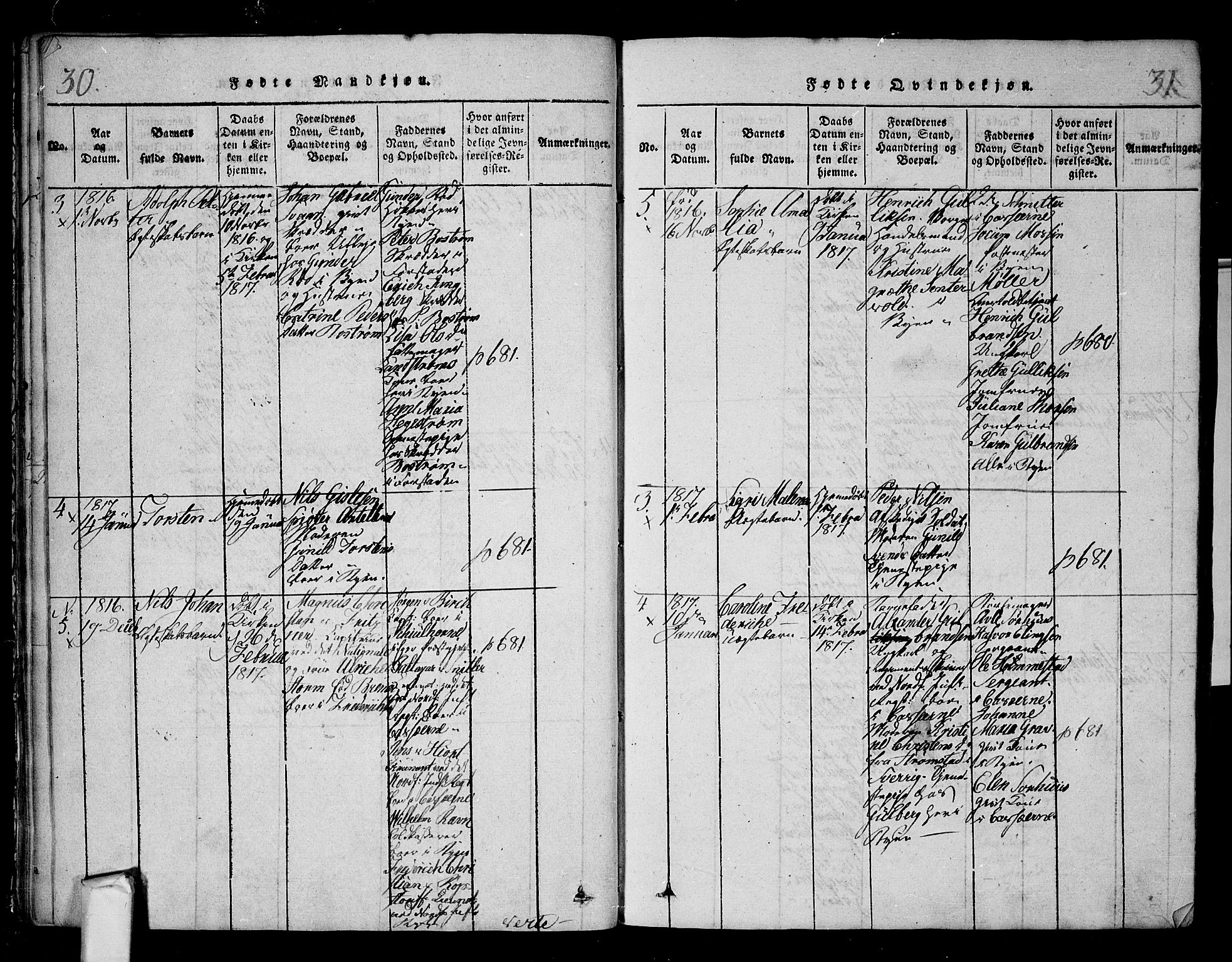 Fredrikstad prestekontor Kirkebøker, AV/SAO-A-11082/F/Fa/L0004: Parish register (official) no. 4, 1816-1834, p. 30-31