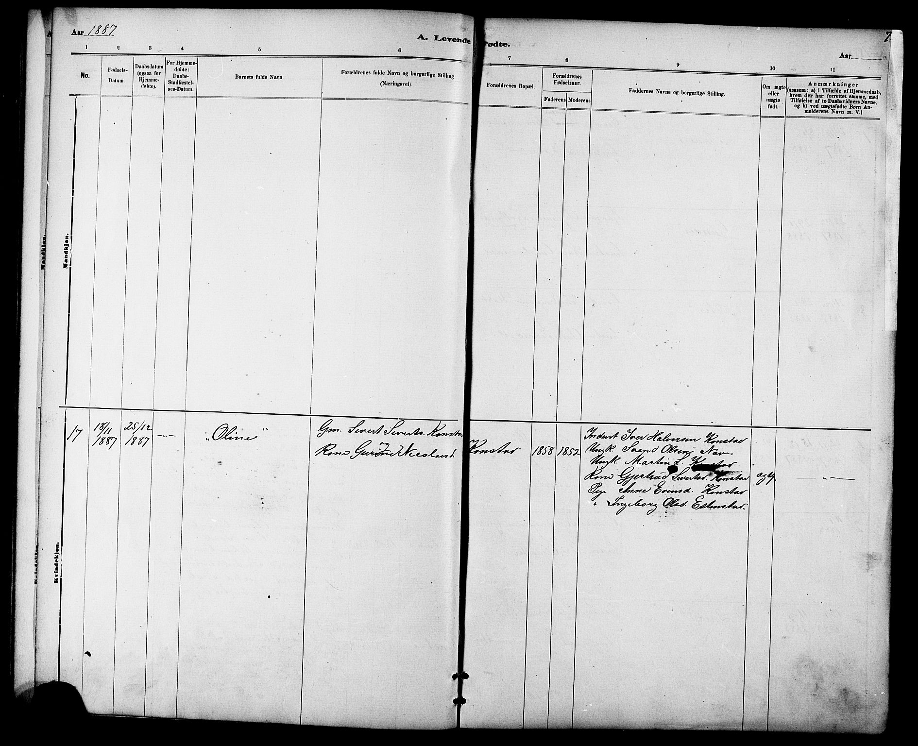 Ministerialprotokoller, klokkerbøker og fødselsregistre - Sør-Trøndelag, SAT/A-1456/694/L1132: Parish register (copy) no. 694C04, 1887-1914, p. 7