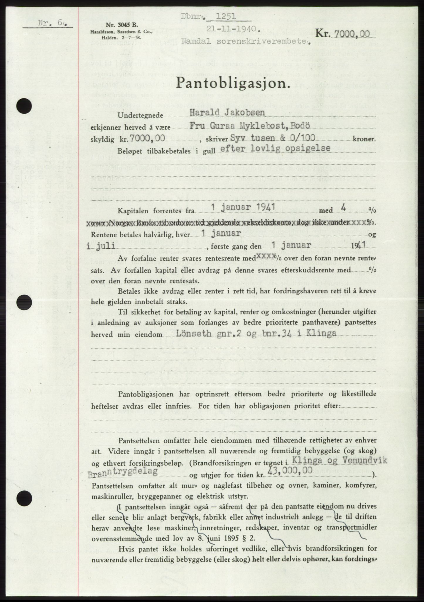 Namdal sorenskriveri, SAT/A-4133/1/2/2C: Mortgage book no. -, 1940-1941, Deed date: 21.11.1940