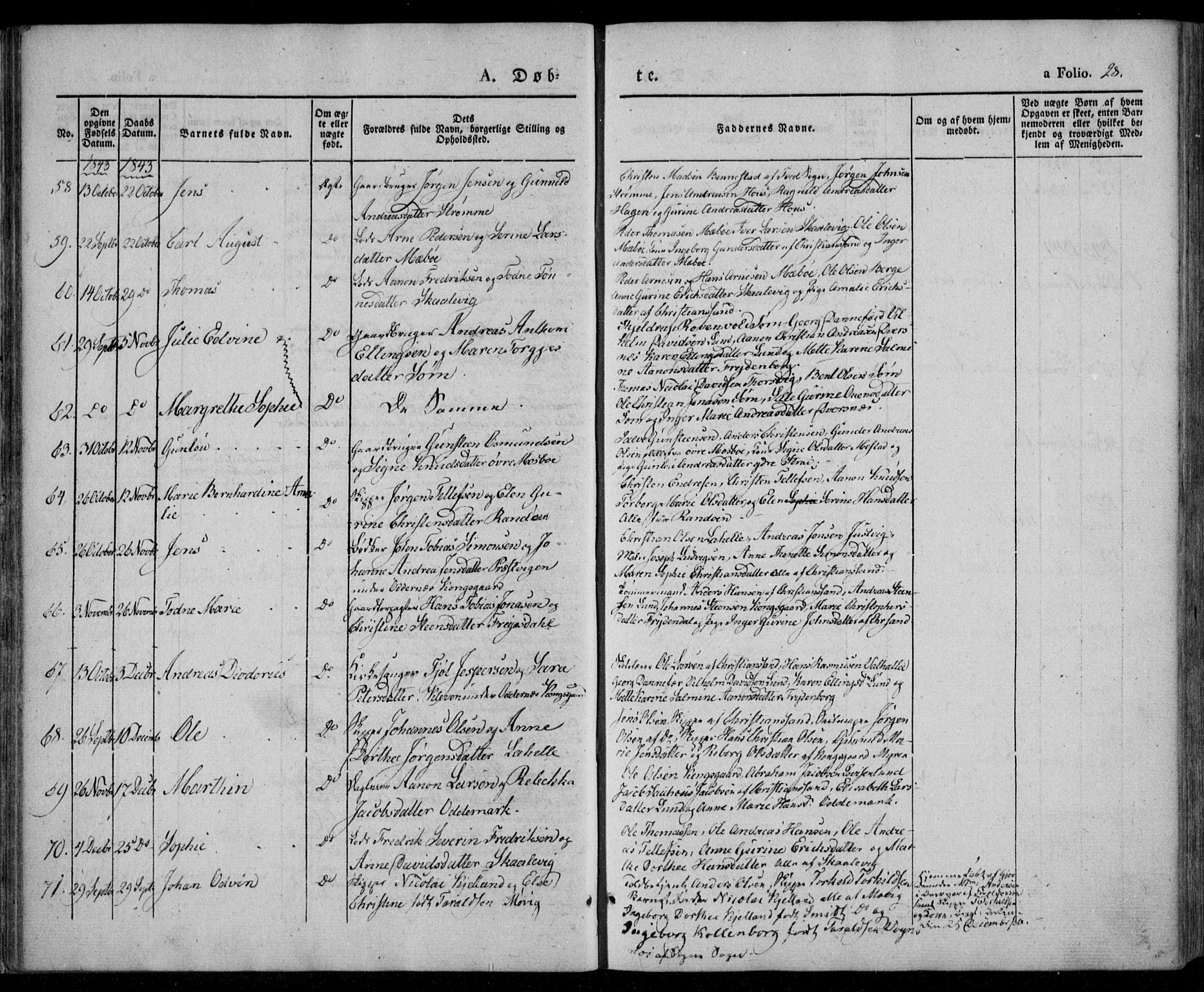 Oddernes sokneprestkontor, AV/SAK-1111-0033/F/Fa/Faa/L0006: Parish register (official) no. A 6, 1838-1851, p. 28