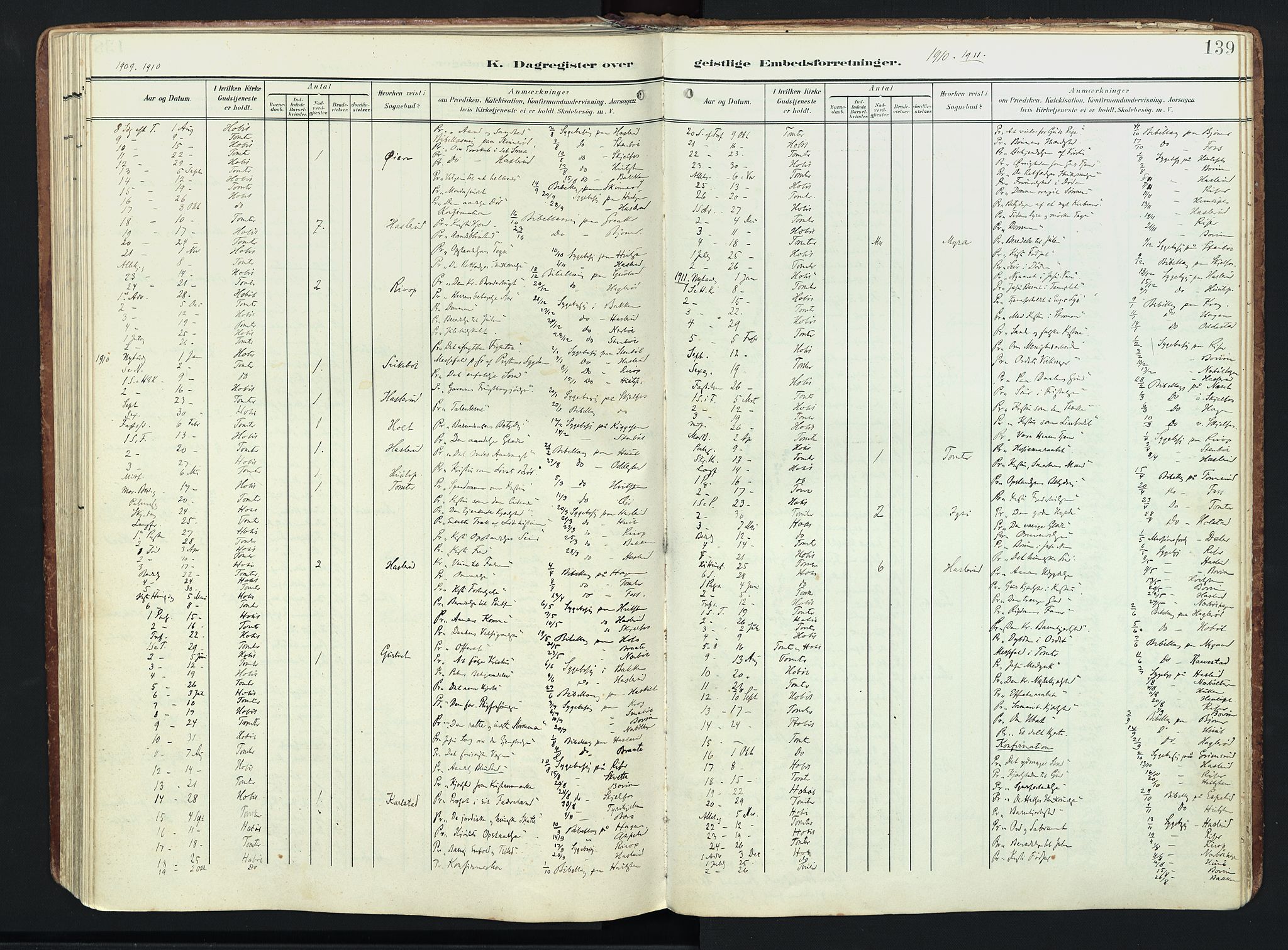 Hobøl prestekontor Kirkebøker, SAO/A-2002/F/Fa/L0006: Parish register (official) no. I 6, 1905-1927, p. 139