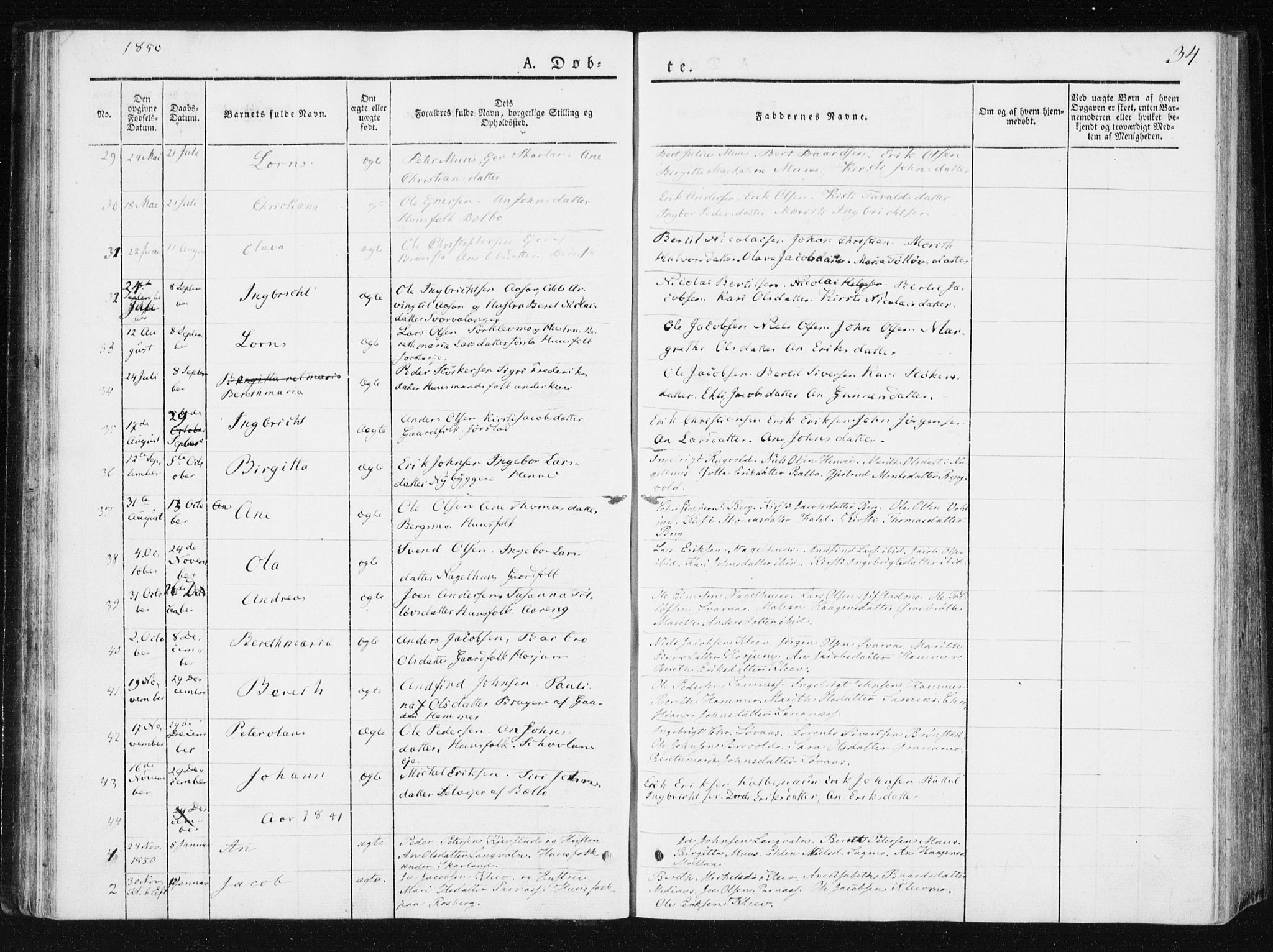Ministerialprotokoller, klokkerbøker og fødselsregistre - Nord-Trøndelag, SAT/A-1458/749/L0470: Parish register (official) no. 749A04, 1834-1853, p. 34