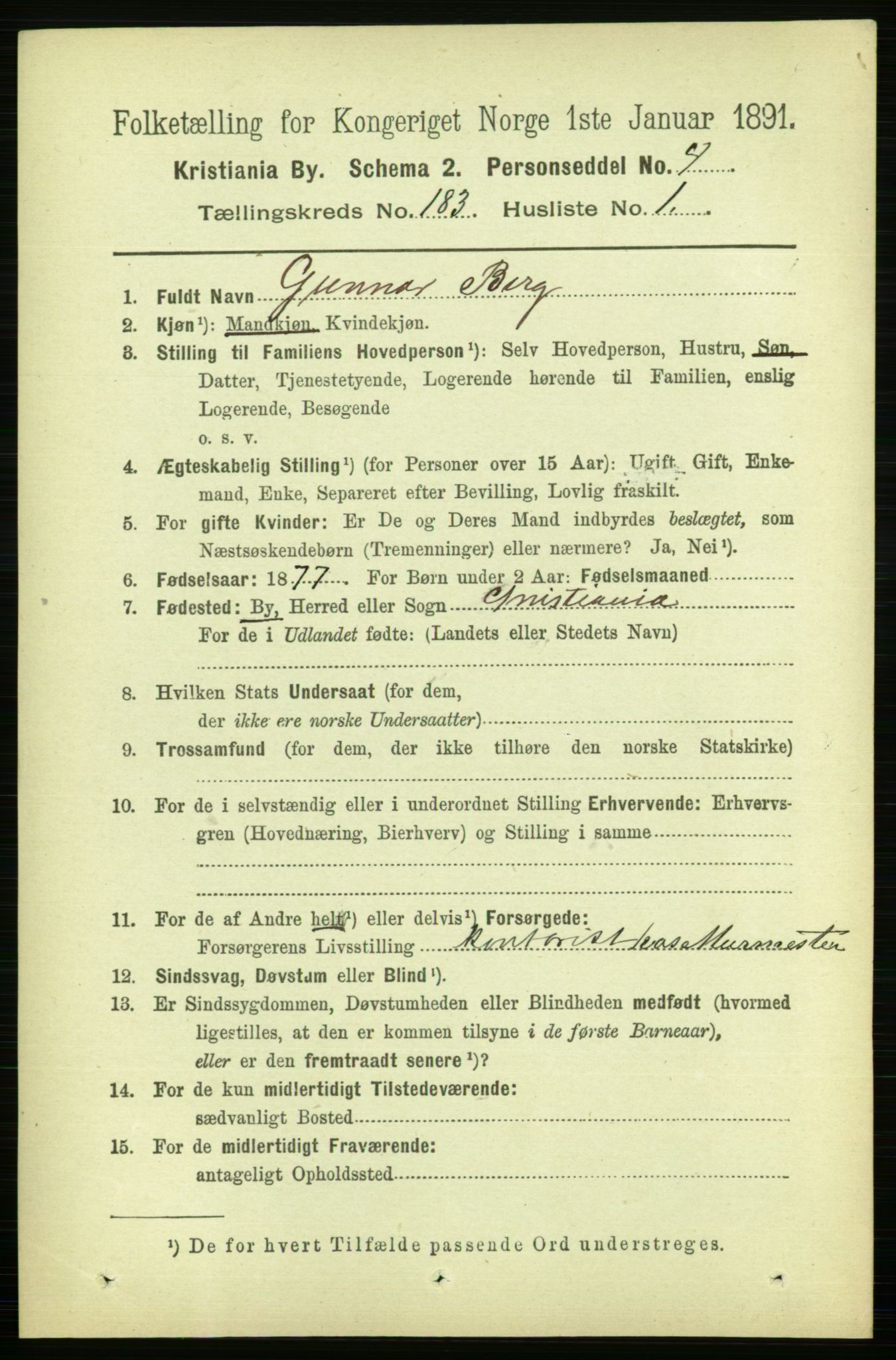 RA, 1891 census for 0301 Kristiania, 1891, p. 109261