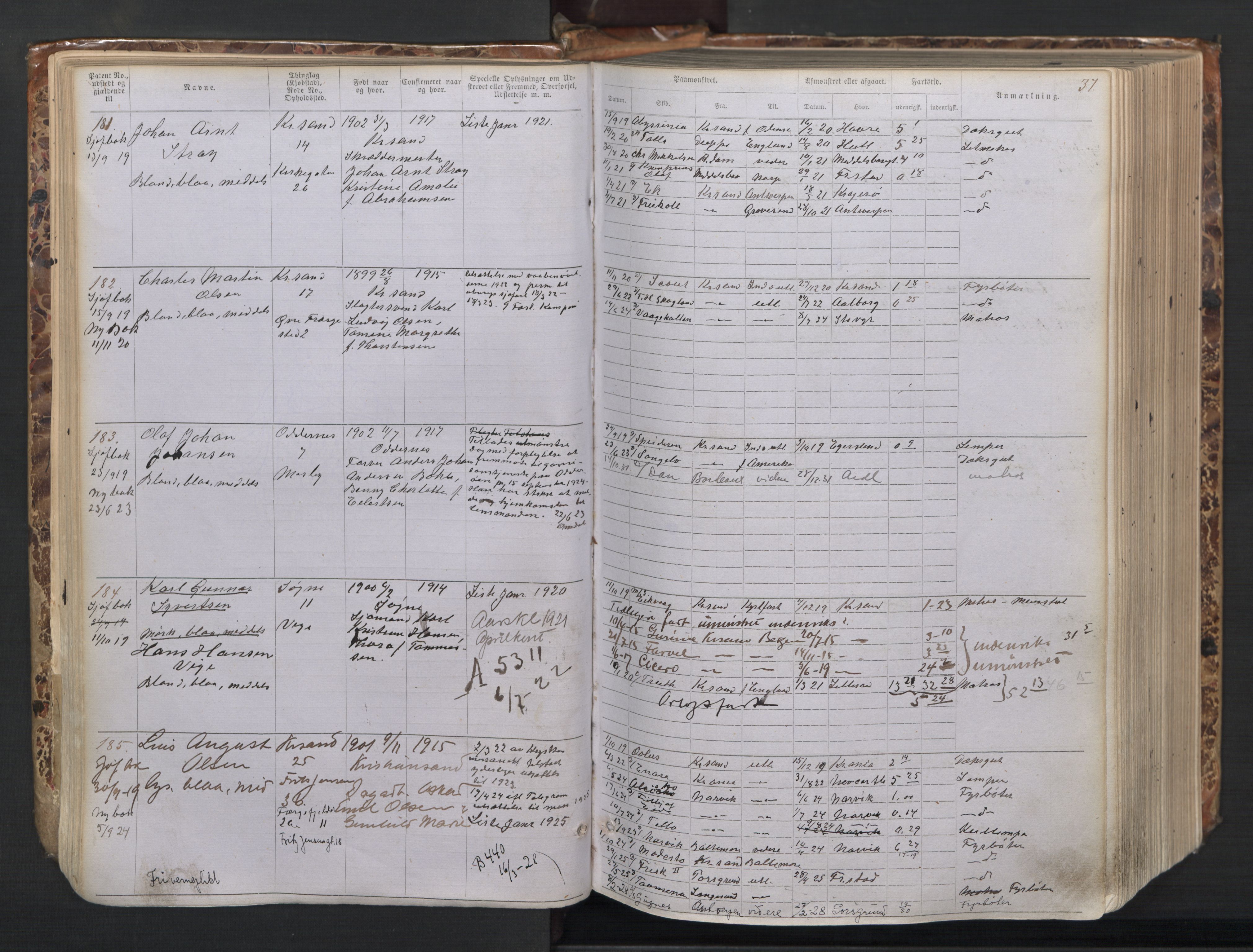 Kristiansand mønstringskrets, AV/SAK-2031-0015/F/Fa/L0008: Annotasjonsrulle nr 1-1330 med register, I-6, 1915-1948, p. 60