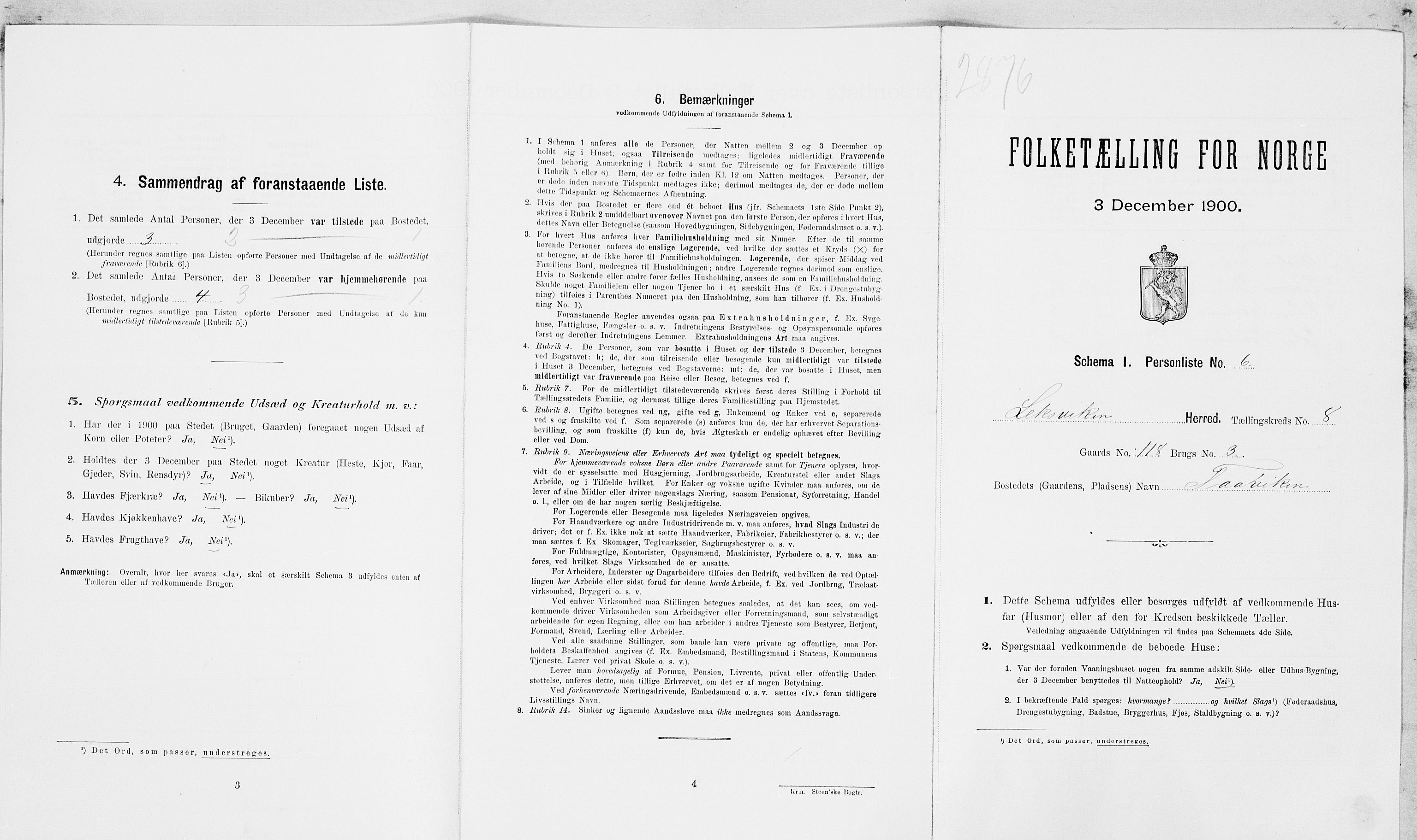 SAT, 1900 census for Leksvik, 1900, p. 919