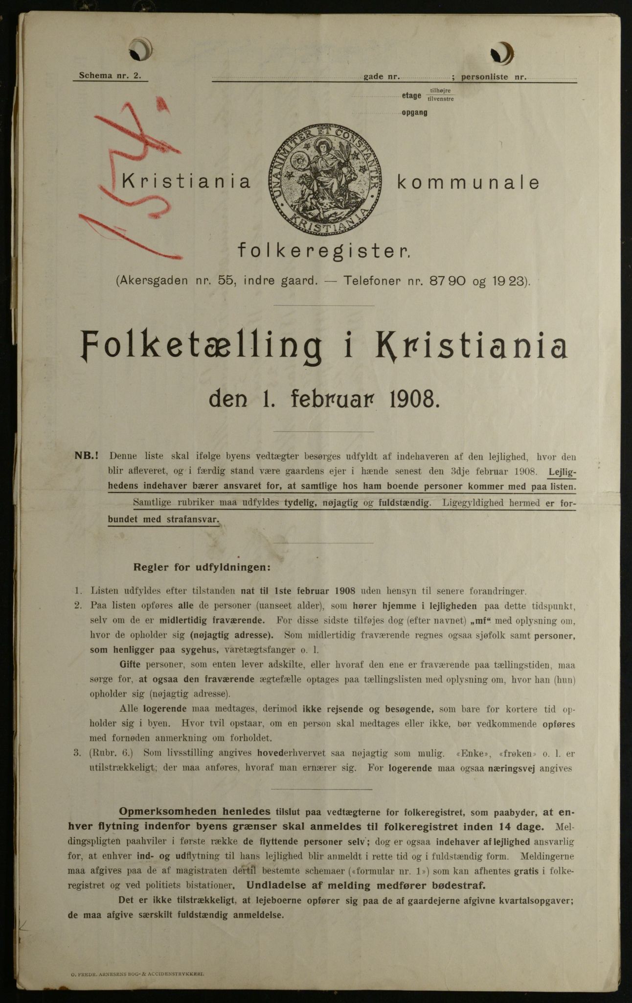 OBA, Municipal Census 1908 for Kristiania, 1908, p. 115486