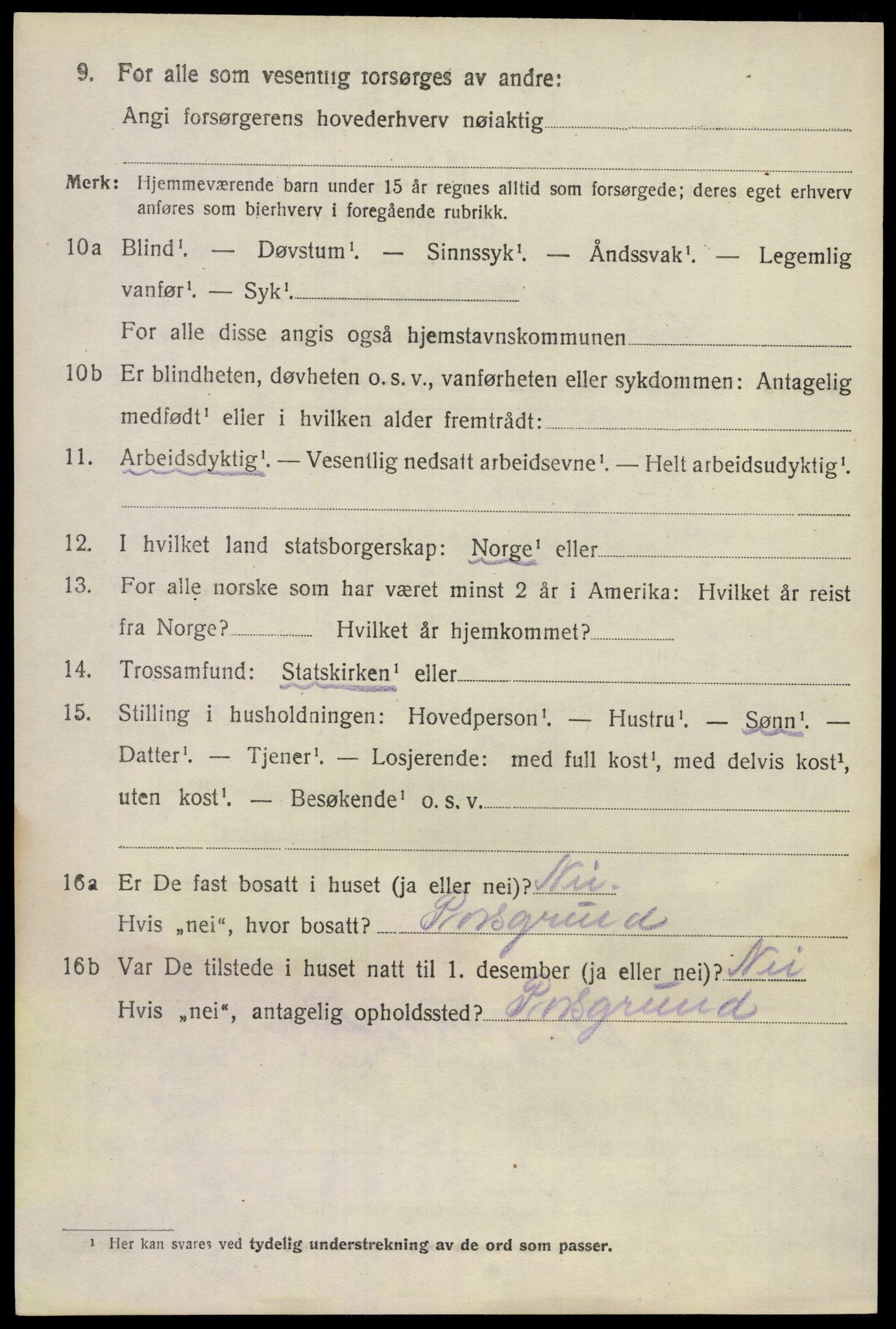 SAKO, 1920 census for Lunde, 1920, p. 3412