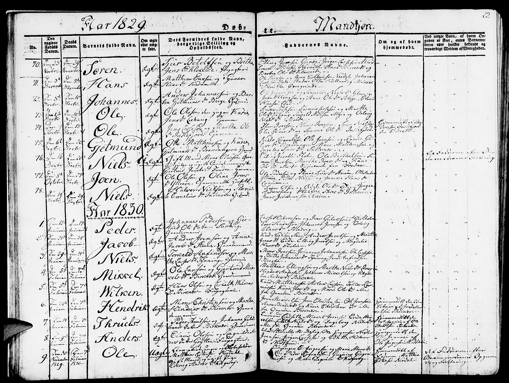 Gulen sokneprestembete, SAB/A-80201/H/Haa/Haaa/L0019: Parish register (official) no. A 19, 1826-1836, p. 22