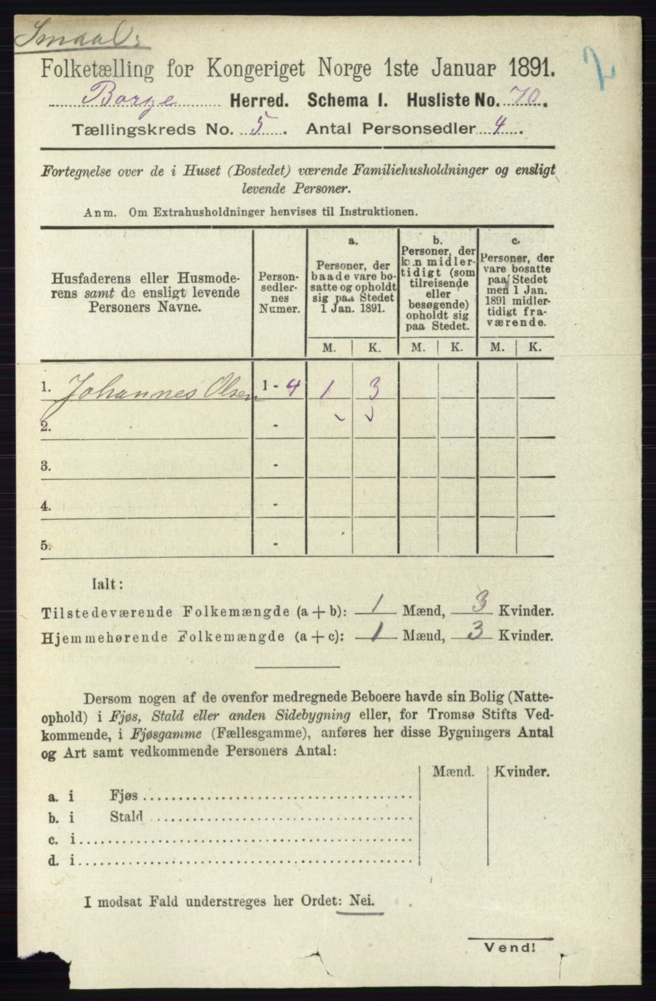 RA, 1891 census for 0113 Borge, 1891, p. 2382