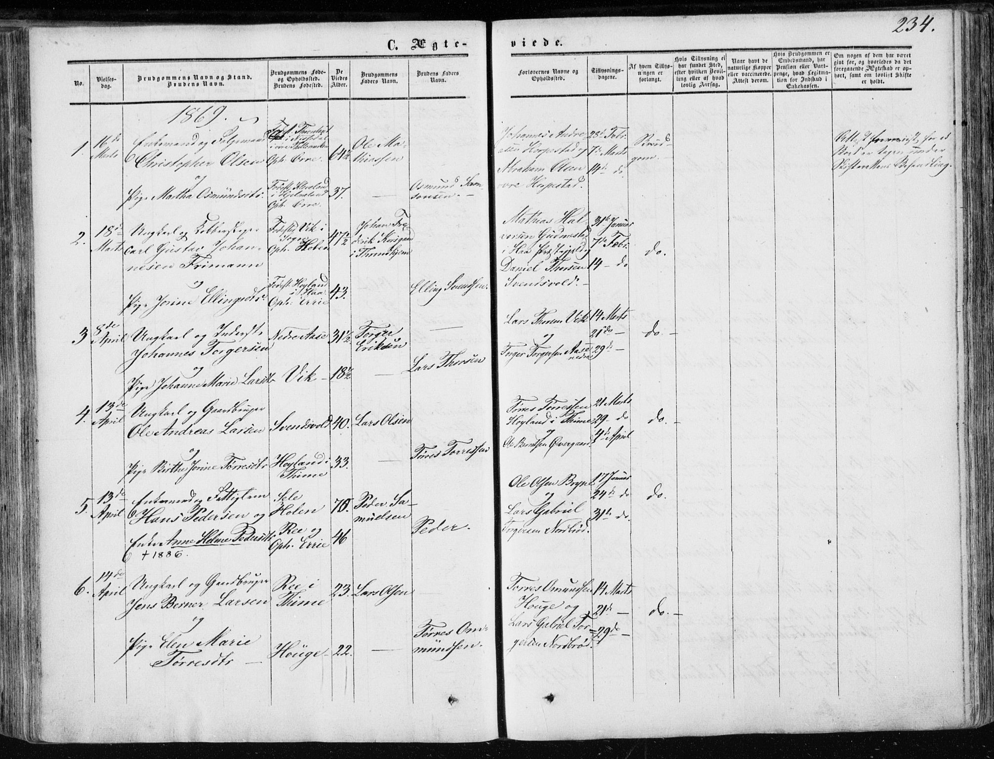 Klepp sokneprestkontor, SAST/A-101803/001/3/30BA/L0005: Parish register (official) no. A 5, 1853-1870, p. 234