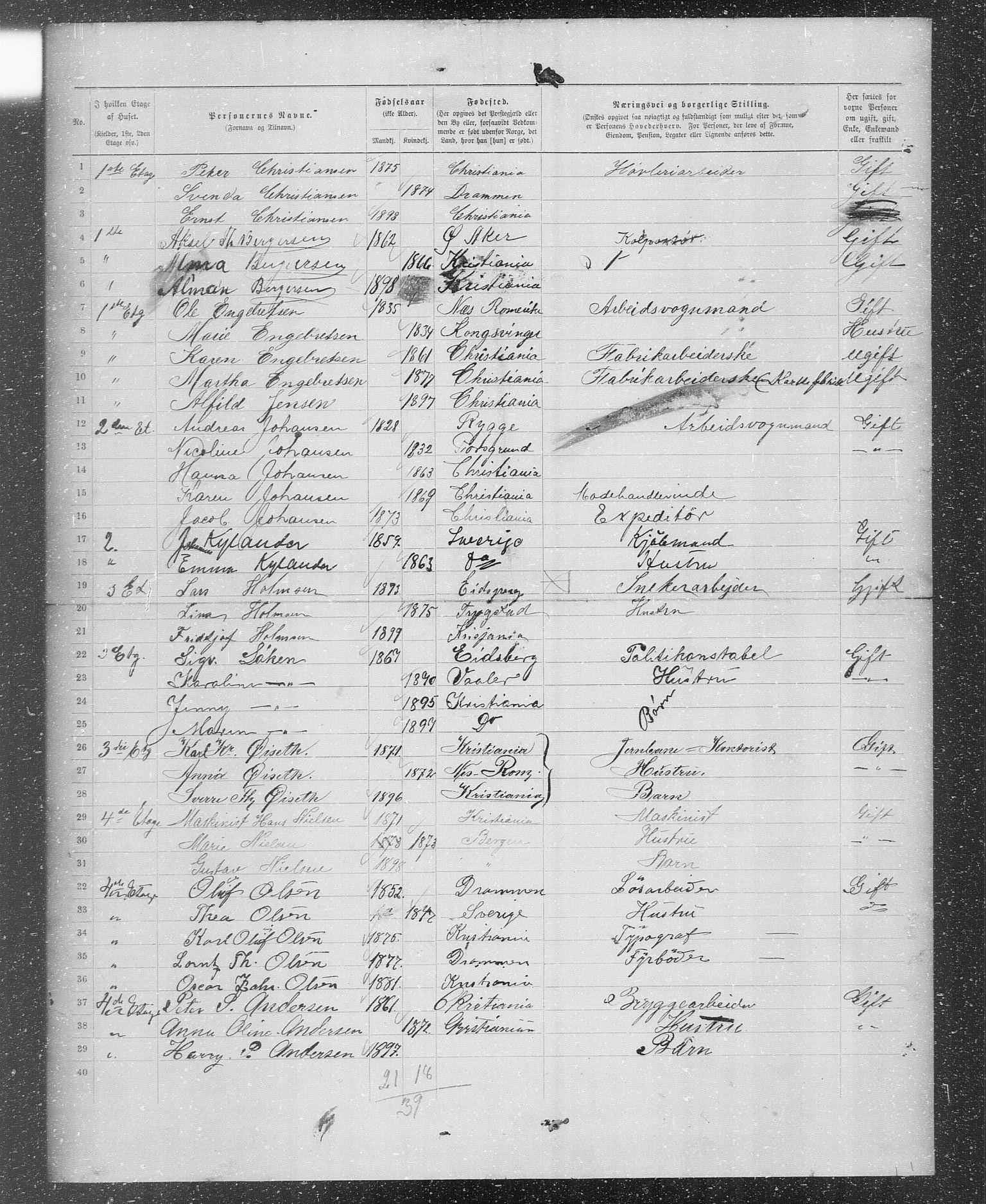 OBA, Municipal Census 1899 for Kristiania, 1899, p. 14