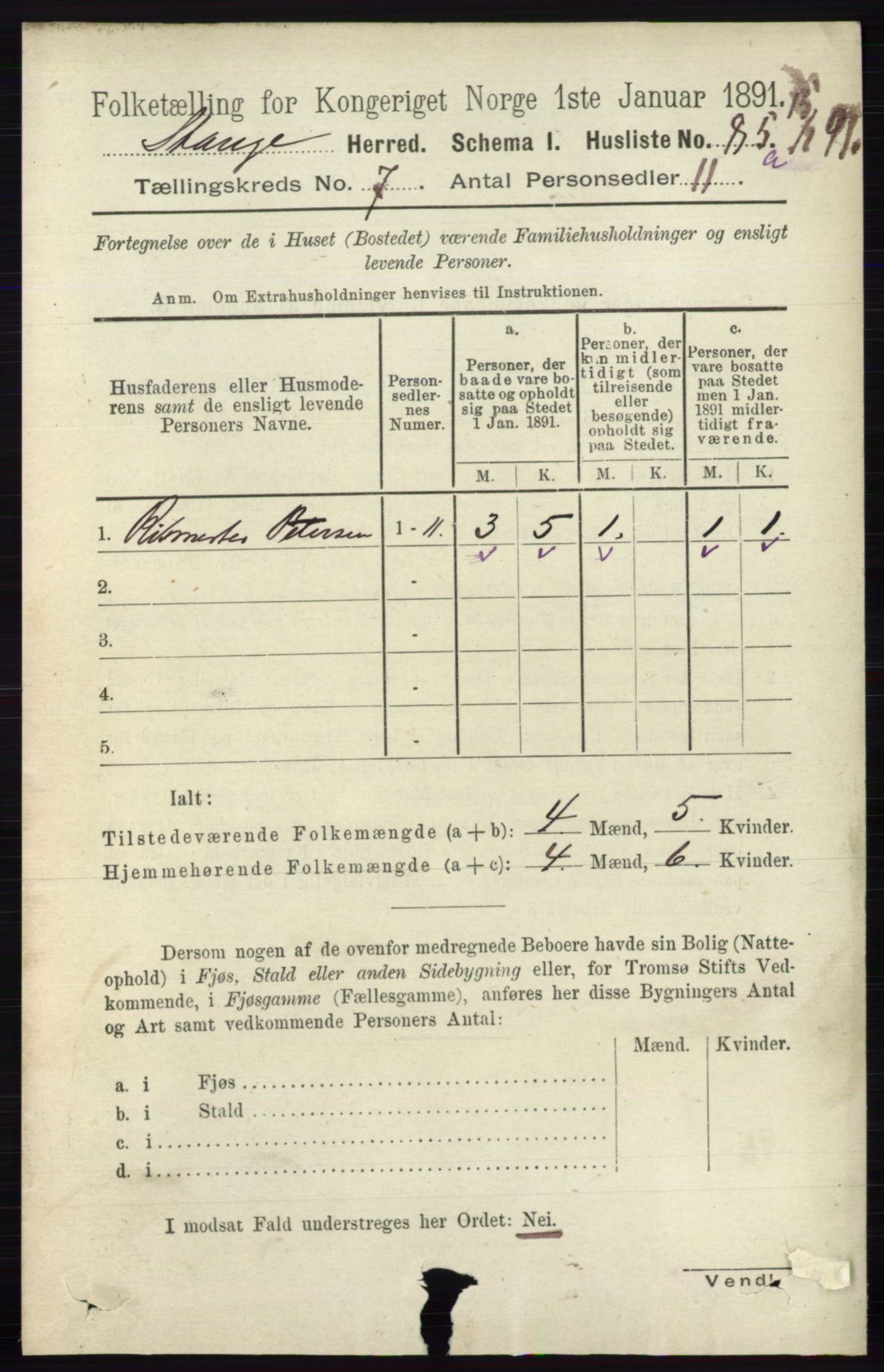RA, 1891 census for 0417 Stange, 1891, p. 4761